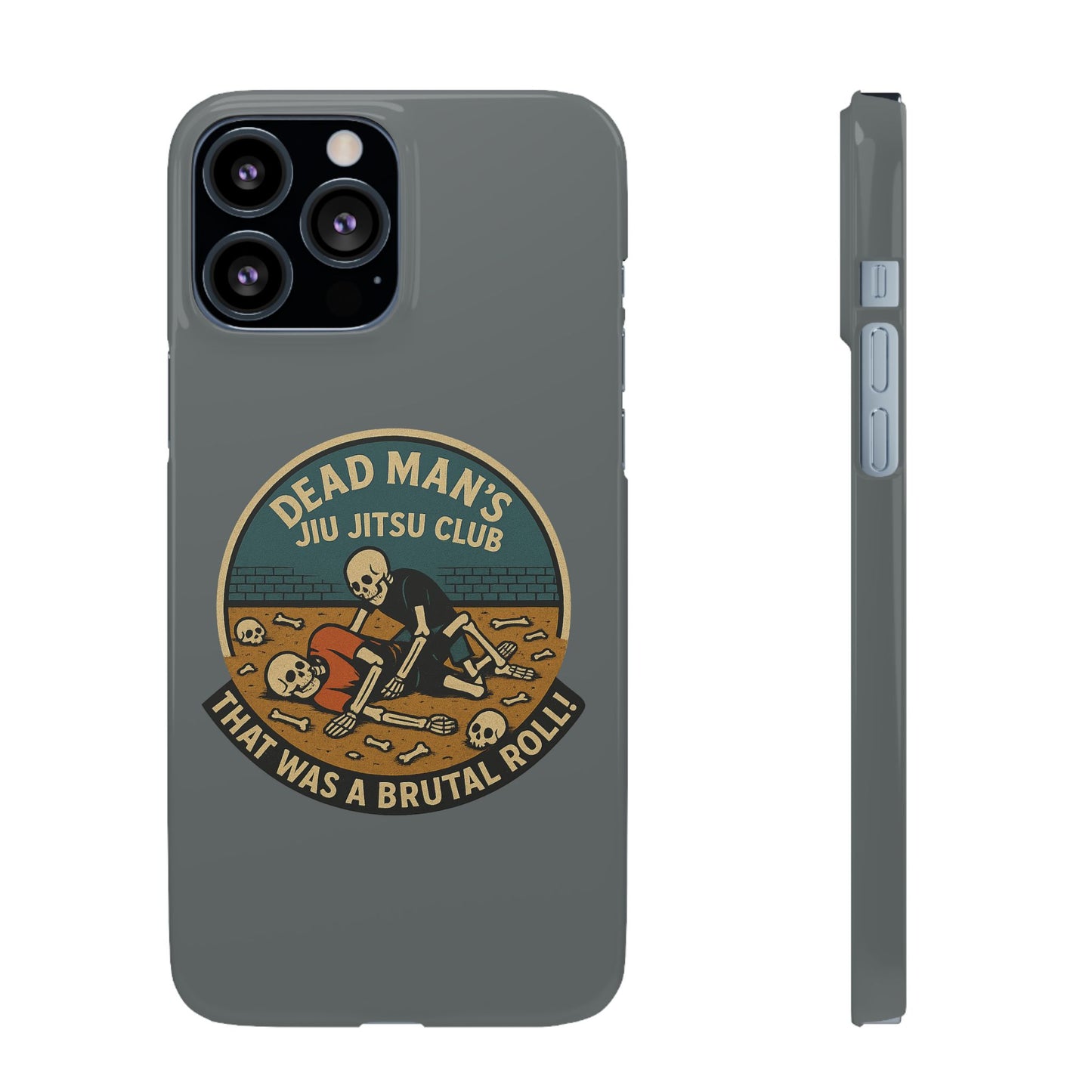 Dead Mans Jiu Jitsu Club iPhone Case That Was a Brutal Roll Skeleton Grappling Design