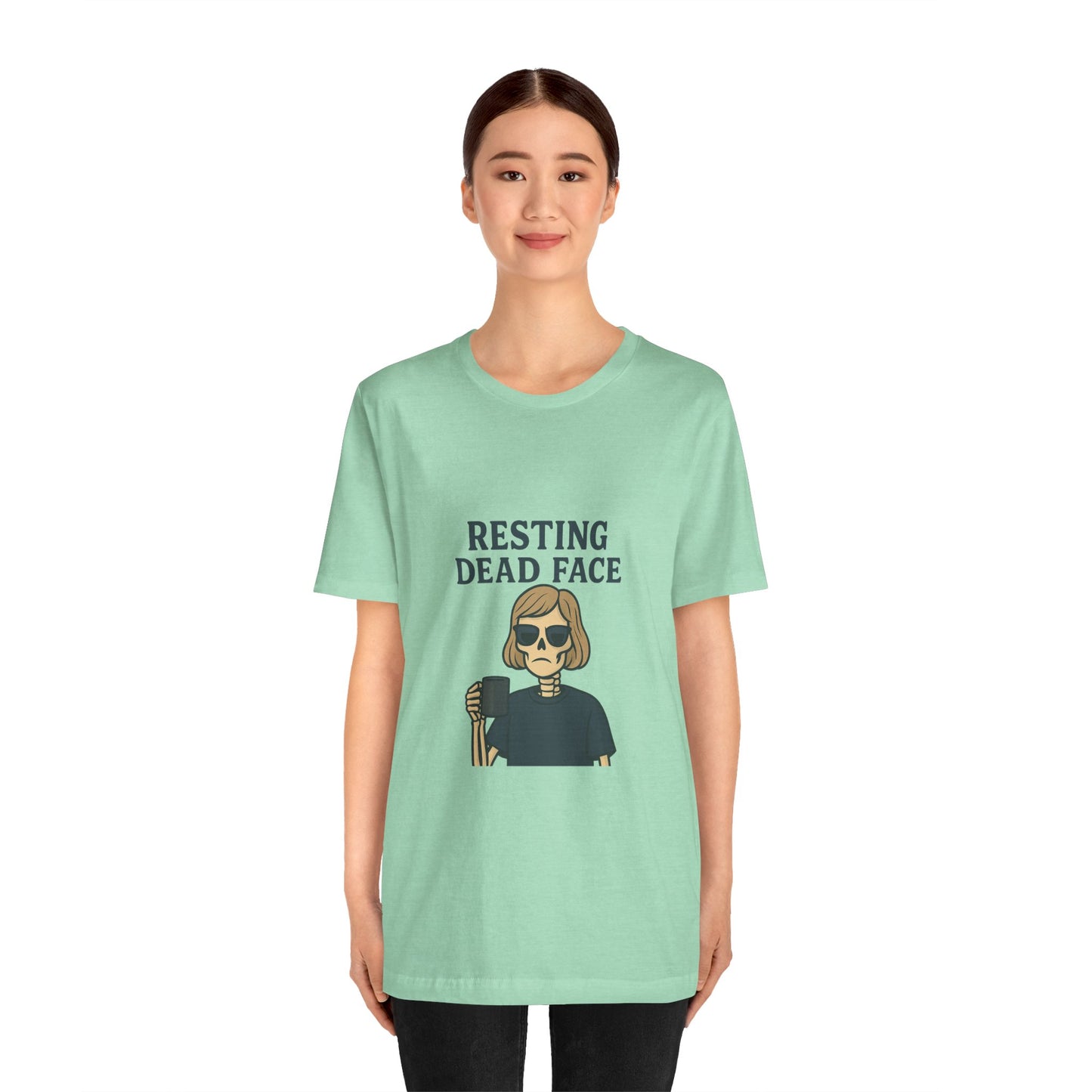 Resting Dead Face T-Shirt / Funny Skeleton Coffee Shirt | Burnout Humor Tee for Women | Dead Mans Club / Resting Dead Face Unisex Tee