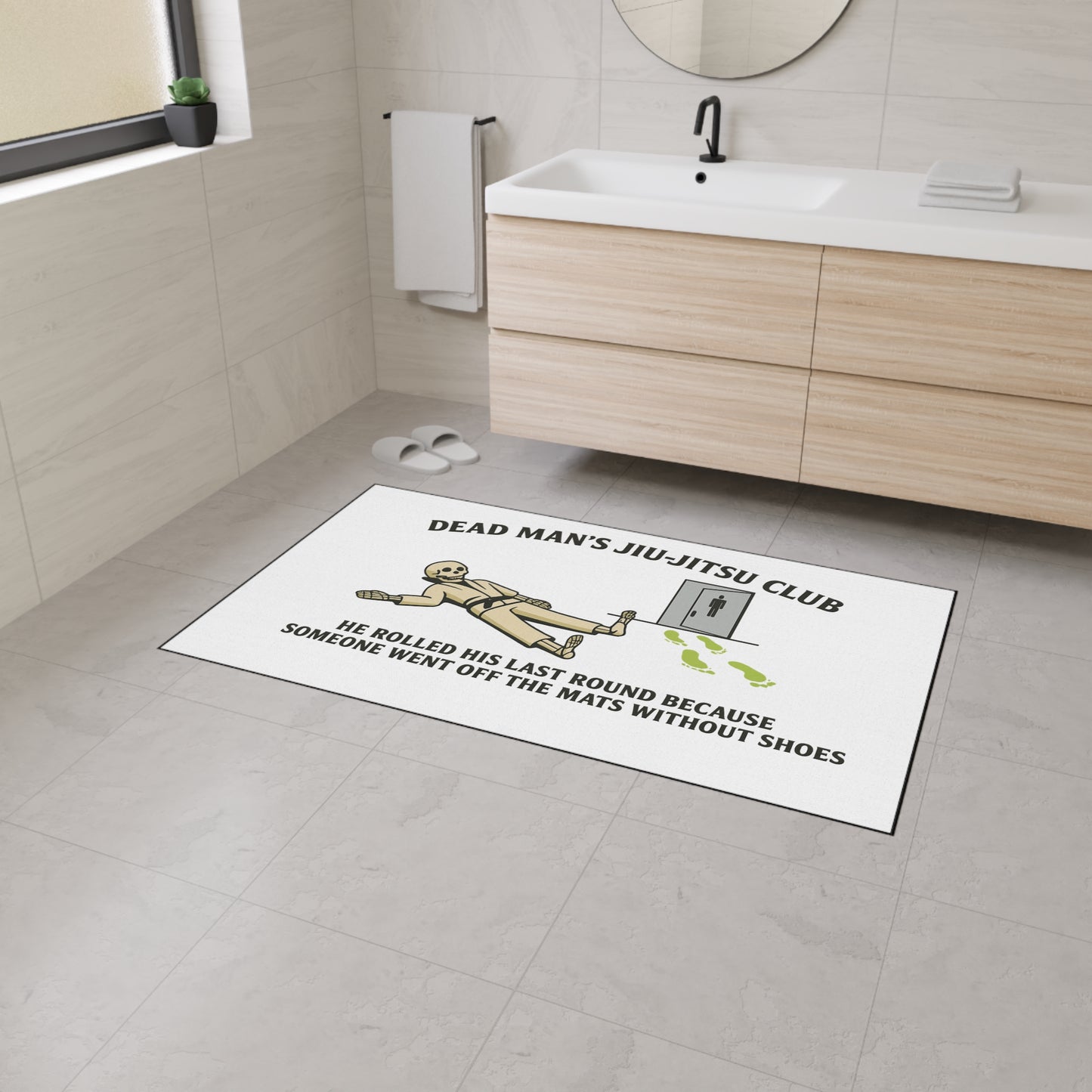 Dead Mans Jiu Jitsu Club Mat / Funny Gym Hygiene Skeleton Rug / Rolled His Last Round BJJ Floor Mat / Jiu-Jitsu Floor Mat | Dead Mans Club