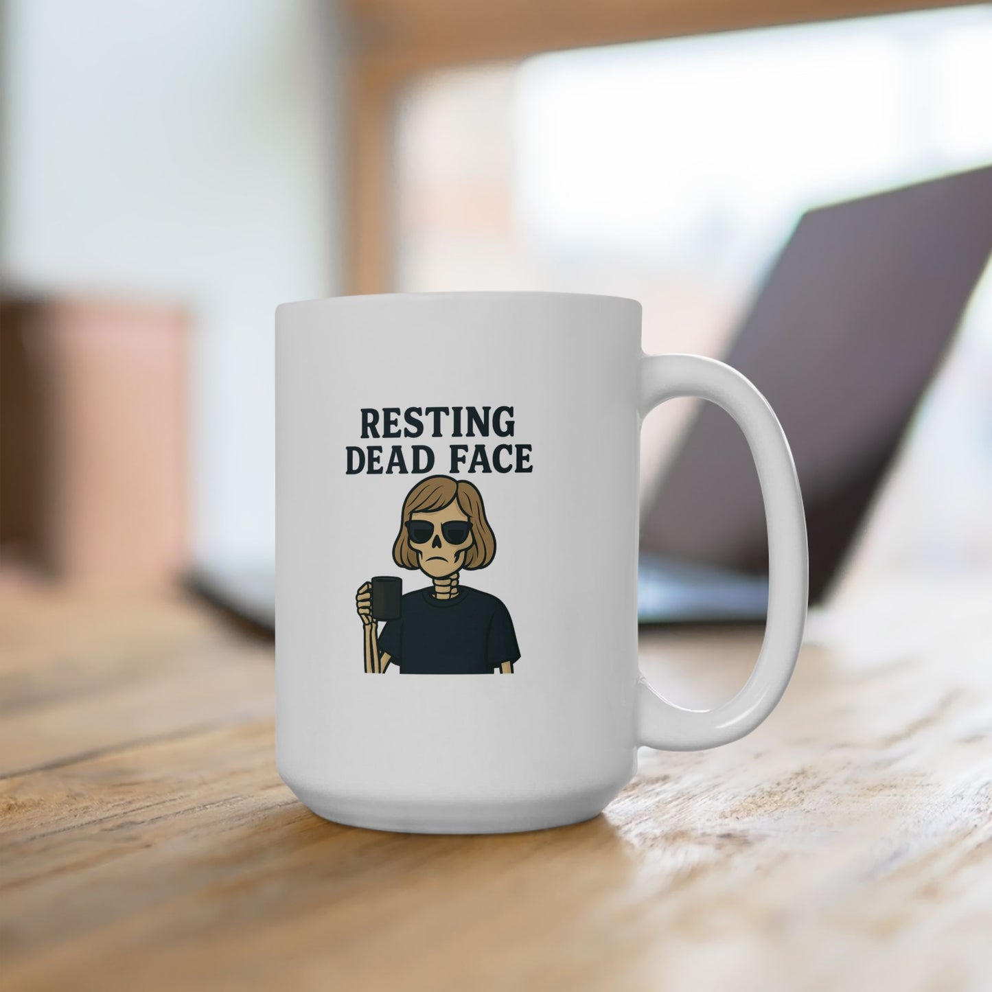 Resting Dead Face Skeleton Mug / Funny Burnout Coffee Cup for Sarcastic Souls / Funny Ceramic Coffee Mug
