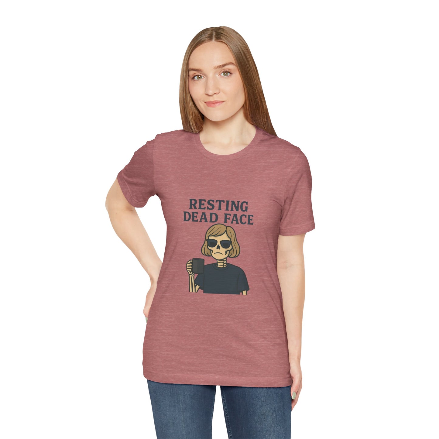 Resting Dead Face T-Shirt / Funny Skeleton Coffee Shirt | Burnout Humor Tee for Women | Dead Mans Club / Resting Dead Face Unisex Tee