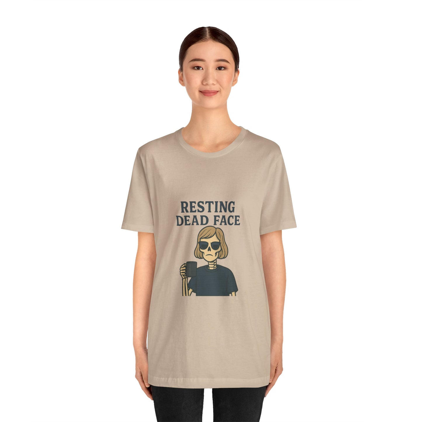 Resting Dead Face T-Shirt / Funny Skeleton Coffee Shirt | Burnout Humor Tee for Women | Dead Mans Club / Resting Dead Face Unisex Tee