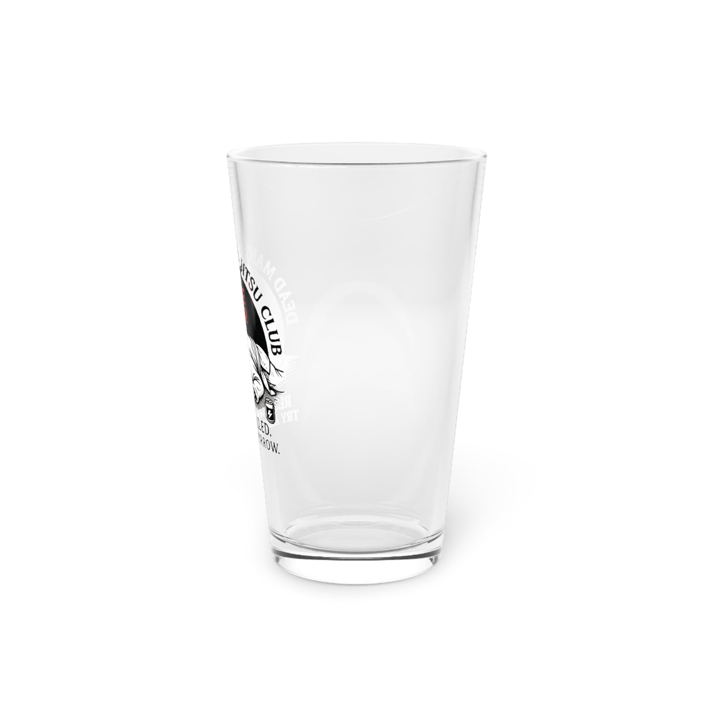 Dead Mans Jiu Jitsu Club Pint Glass / Game Over | Funny BJJ Skeleton Design, Jiu Jitsu Themed Pint Glass, Game Over Skull Drinkware