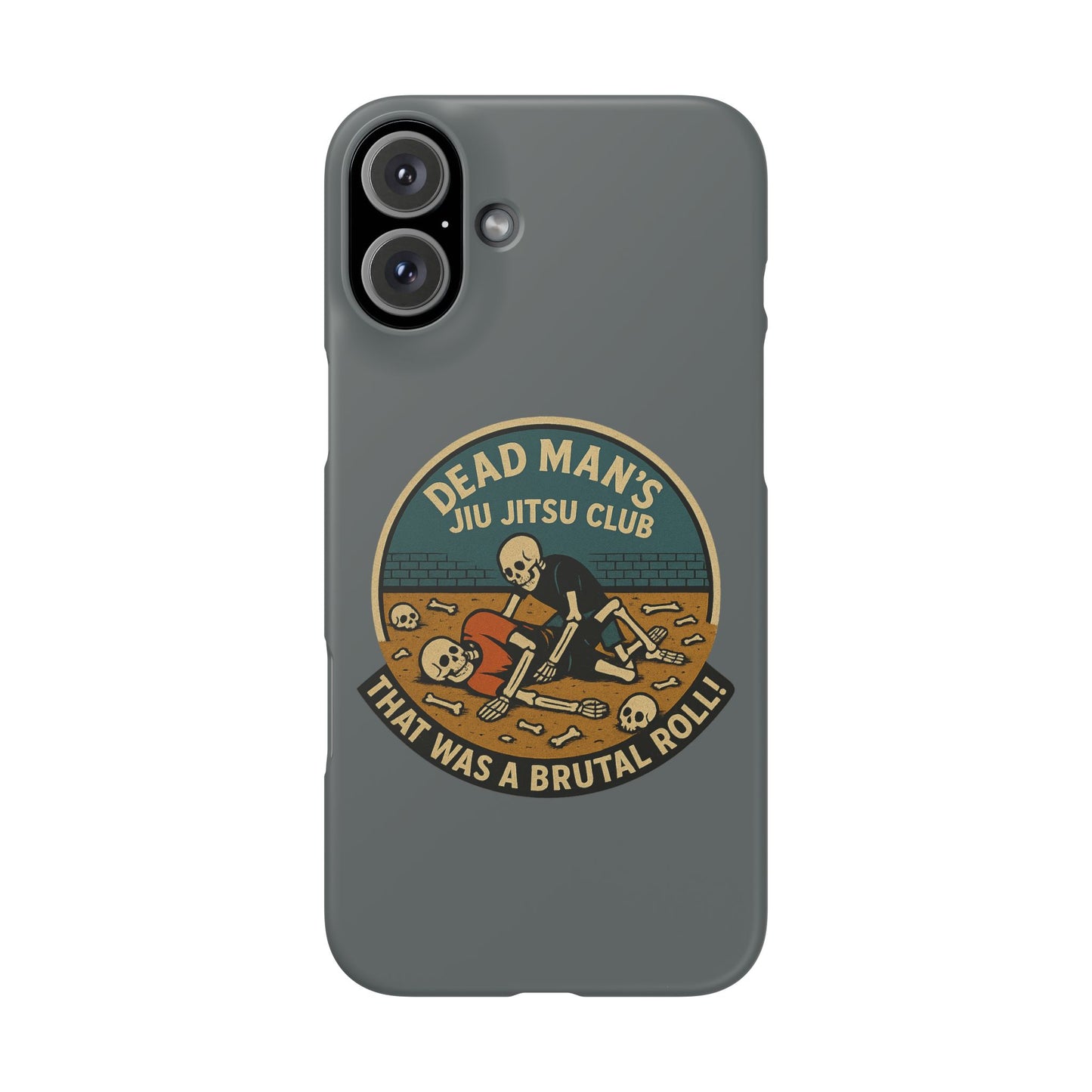 Dead Mans Jiu Jitsu Club iPhone Case That Was a Brutal Roll Skeleton Grappling Design