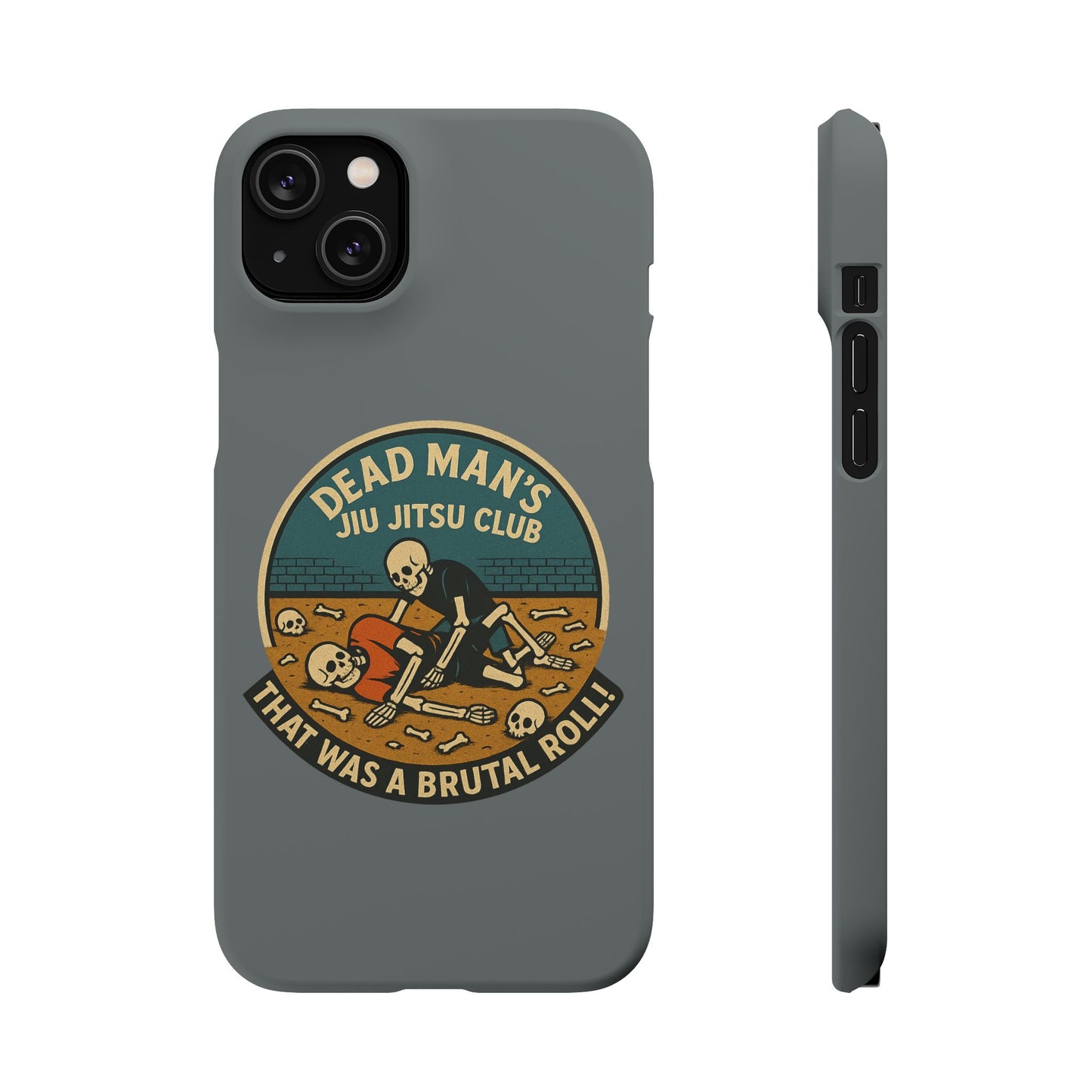 Dead Mans Jiu Jitsu Club iPhone Case That Was a Brutal Roll Skeleton Grappling Design