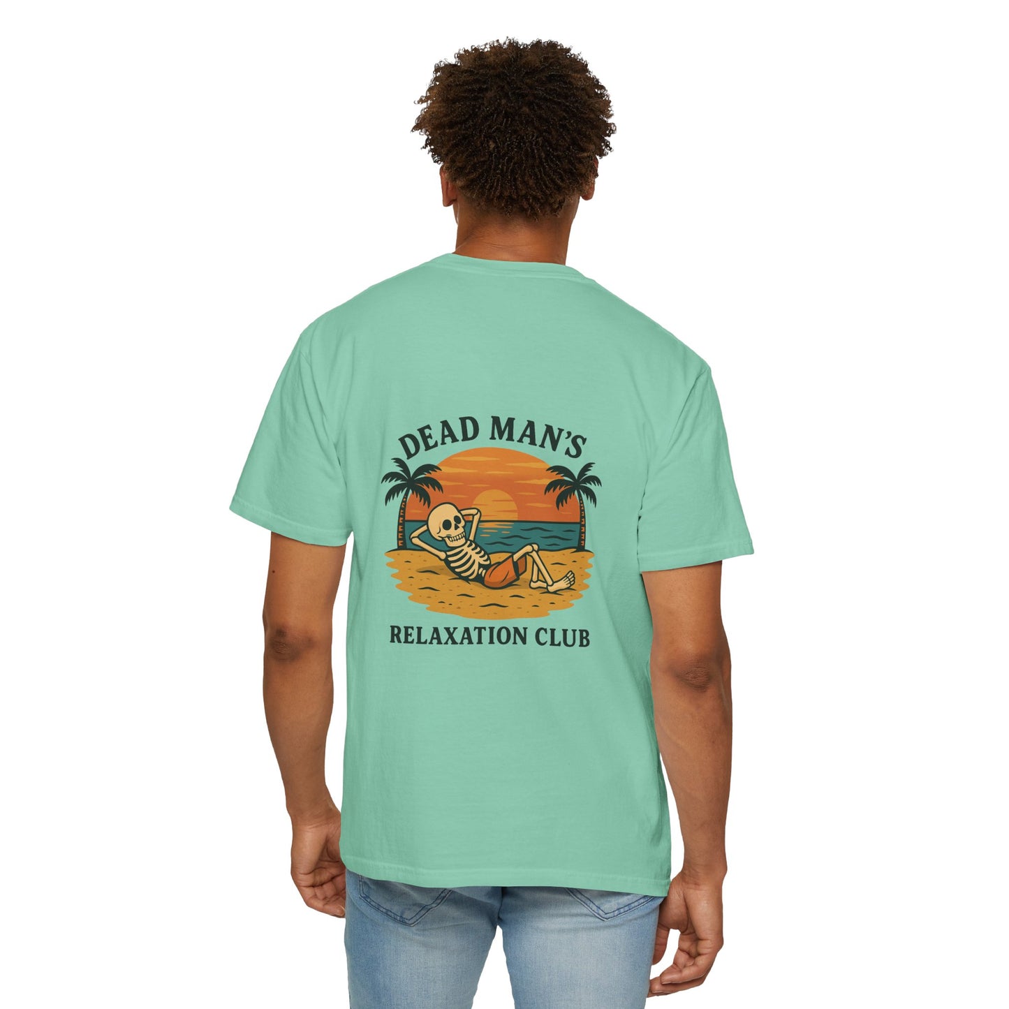 Dead Mans Relaxation Club / Retro Beach Skeleton Tee, Casual Wear