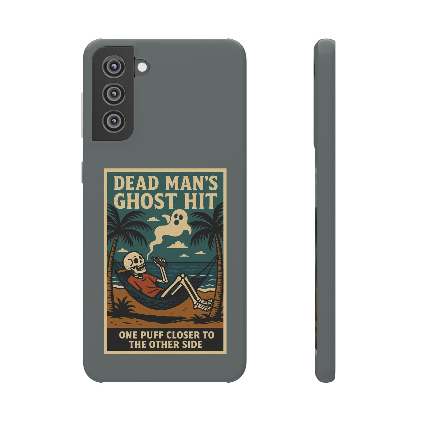 Dead Mans Ghost Hit iPhone Case One Puff Closer to the Other Side Skeleton Vibe Design
