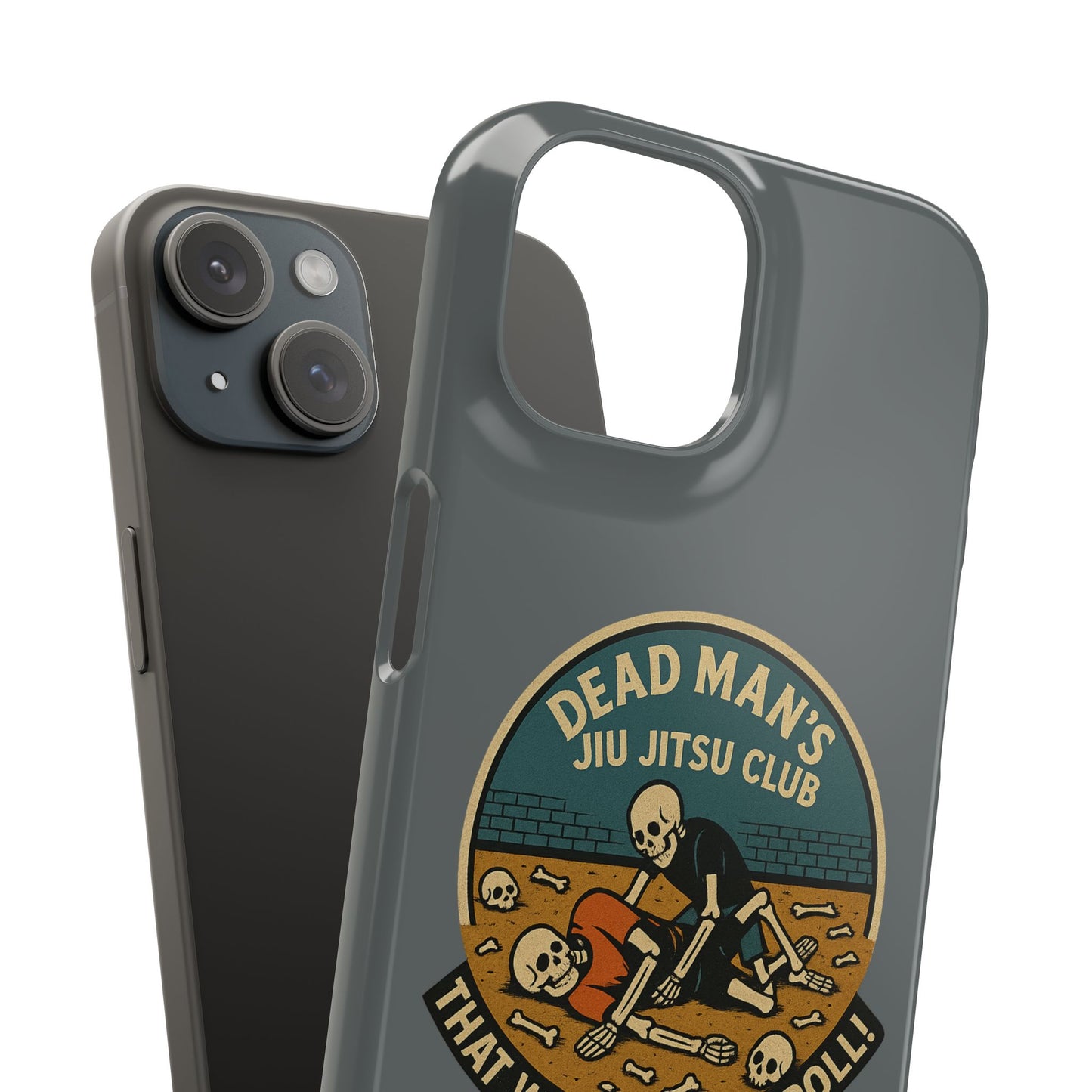 Dead Mans Jiu Jitsu Club iPhone Case That Was a Brutal Roll Skeleton Grappling Design
