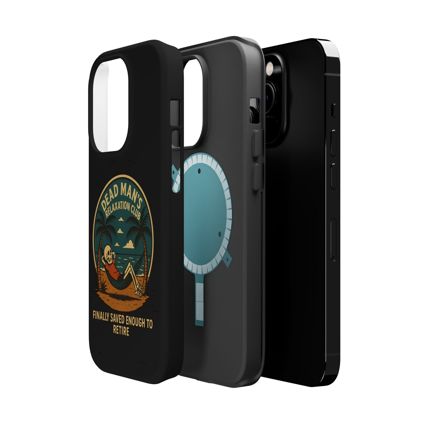 Dead Mans Relaxation Club iPhone Case / Finally Saved Enough to Retire Skeleton Beach Design