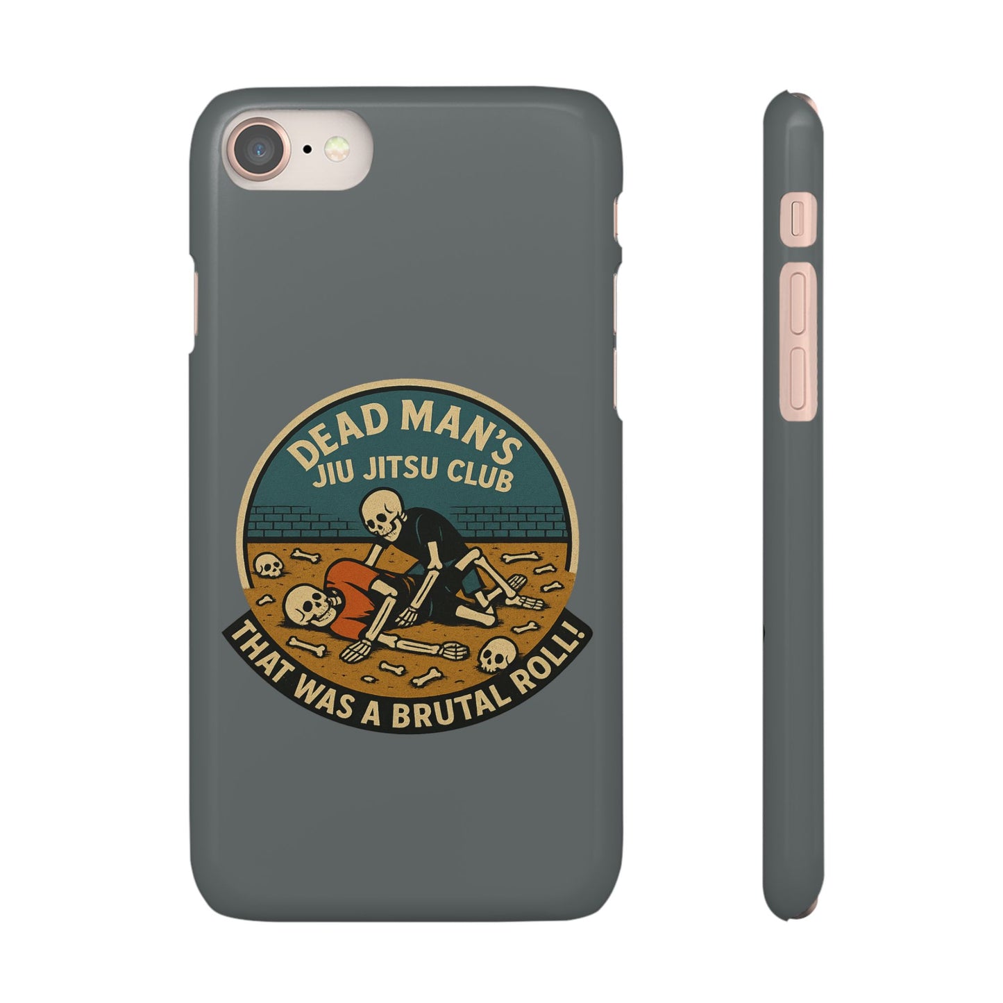 Dead Mans Jiu Jitsu Club iPhone Case That Was a Brutal Roll Skeleton Grappling Design