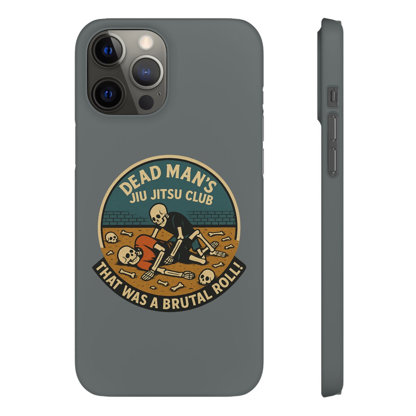 Dead Mans Jiu Jitsu Club iPhone Case That Was a Brutal Roll Skeleton Grappling Design