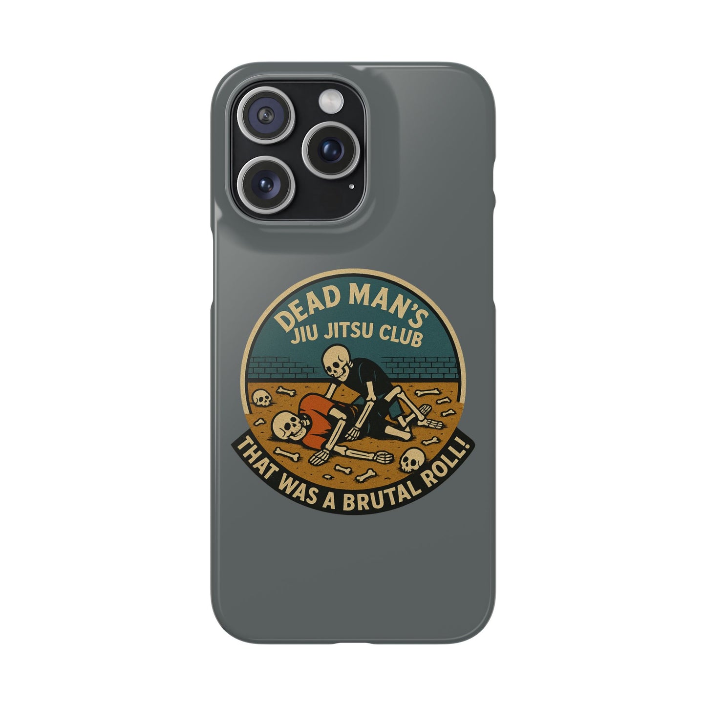 Dead Mans Jiu Jitsu Club iPhone Case That Was a Brutal Roll Skeleton Grappling Design