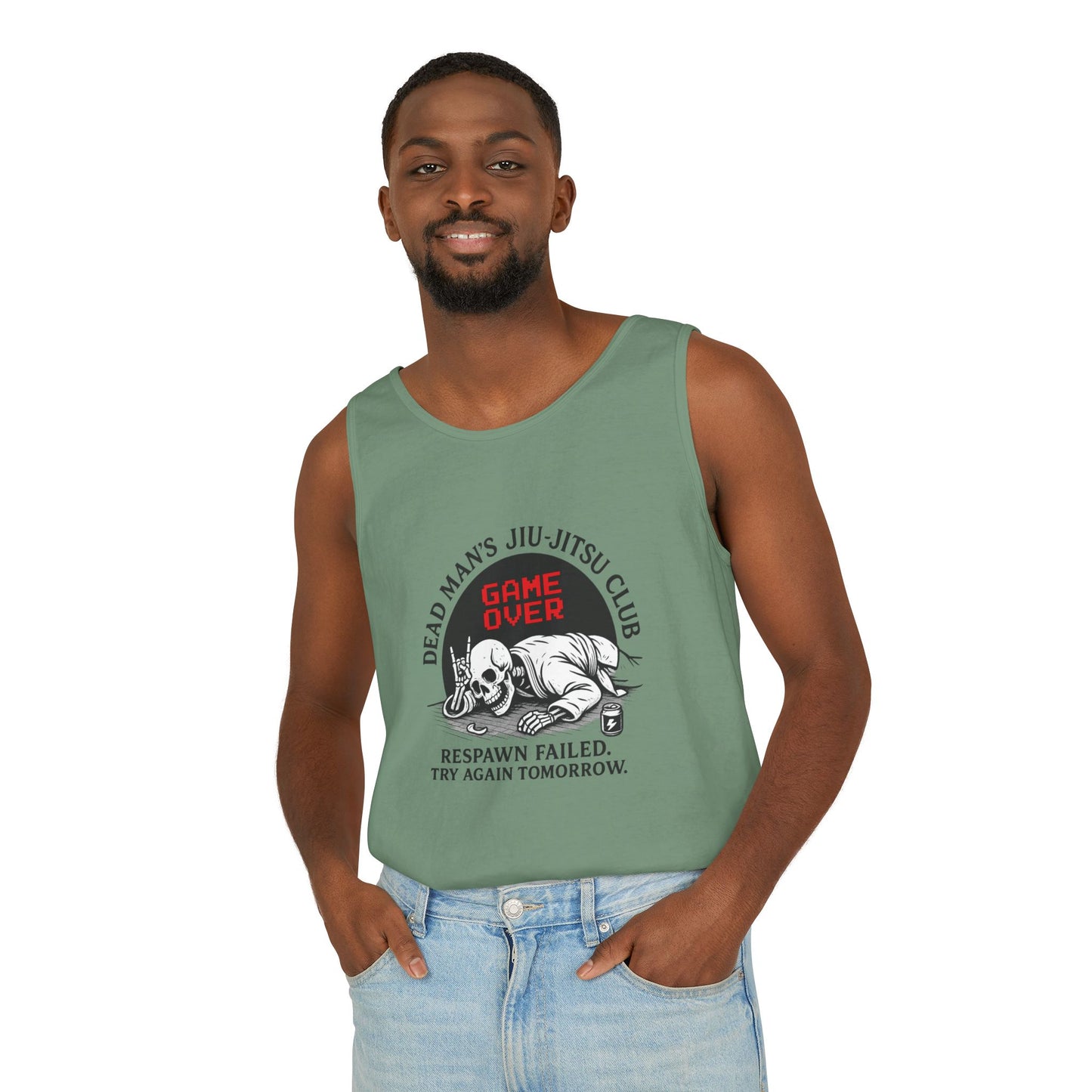 Game Over Tank Top / Dead Mans Jiu-Jitsu Club | Funny BJJ Skeleton Design / Jiu-Jitsu Skull Tank Top