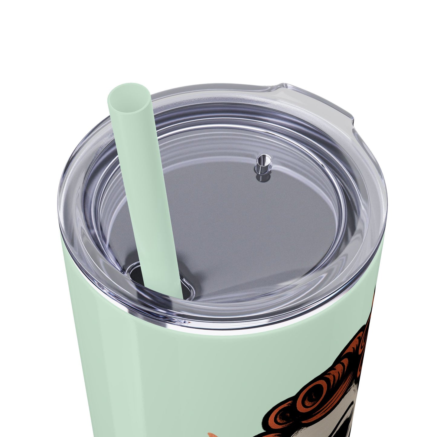 Burned Out But Still Pretty Tumbler | Funny Skeleton Travel Cup | 20oz Stainless Steel Skinny Tumbler with Straw | Dark Humor Gift