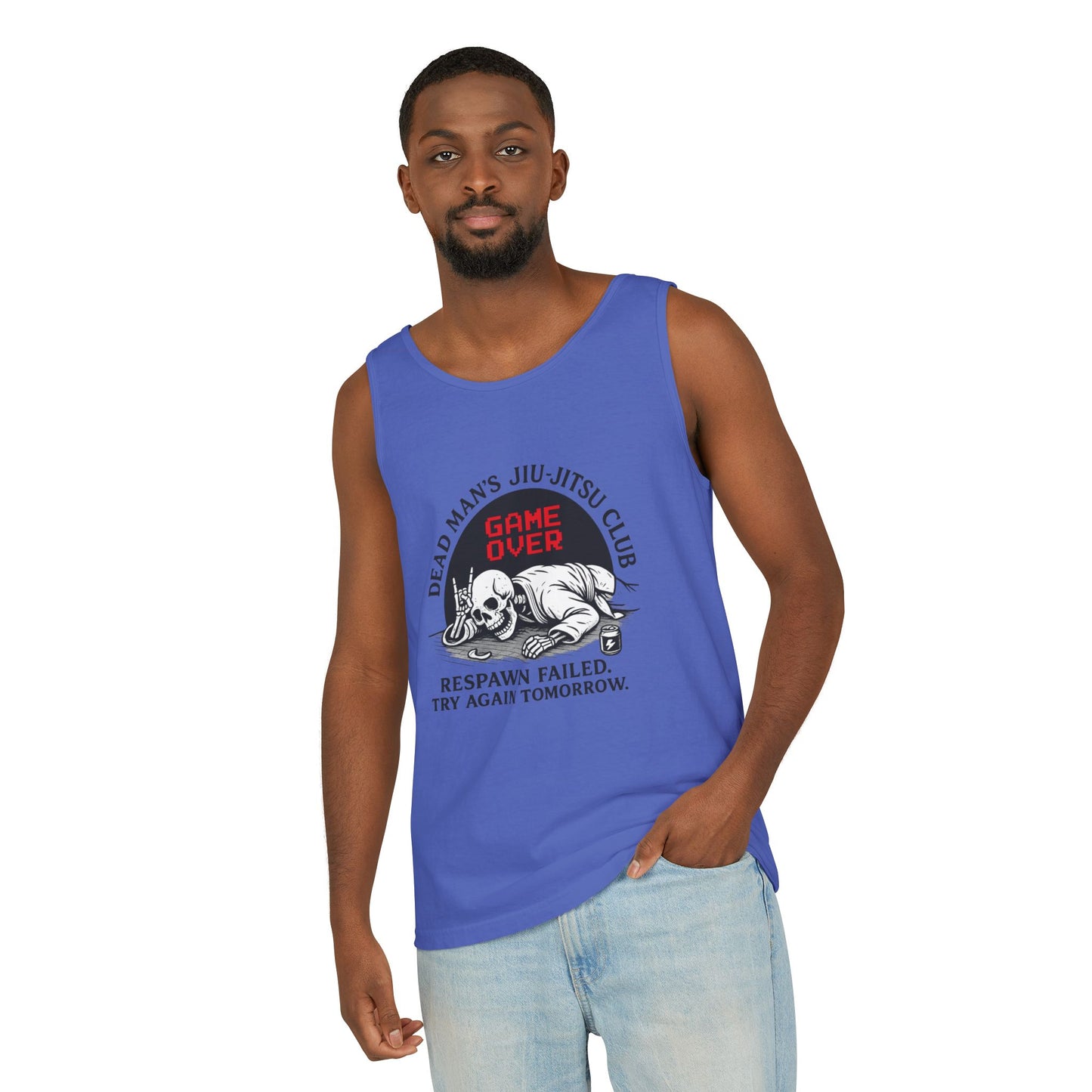 Game Over Tank Top / Dead Mans Jiu-Jitsu Club | Funny BJJ Skeleton Design / Jiu-Jitsu Skull Tank Top