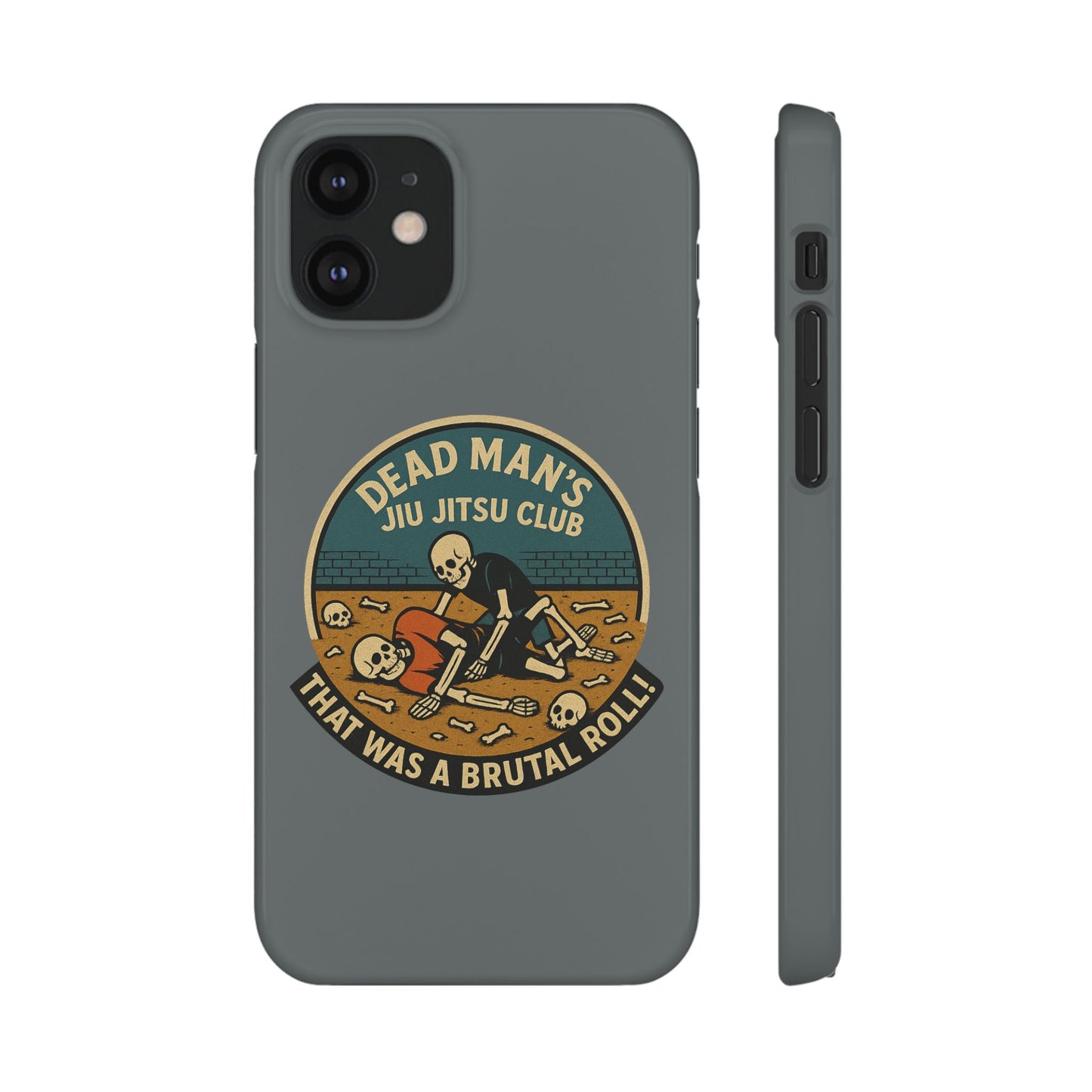 Dead Mans Jiu Jitsu Club iPhone Case That Was a Brutal Roll Skeleton Grappling Design