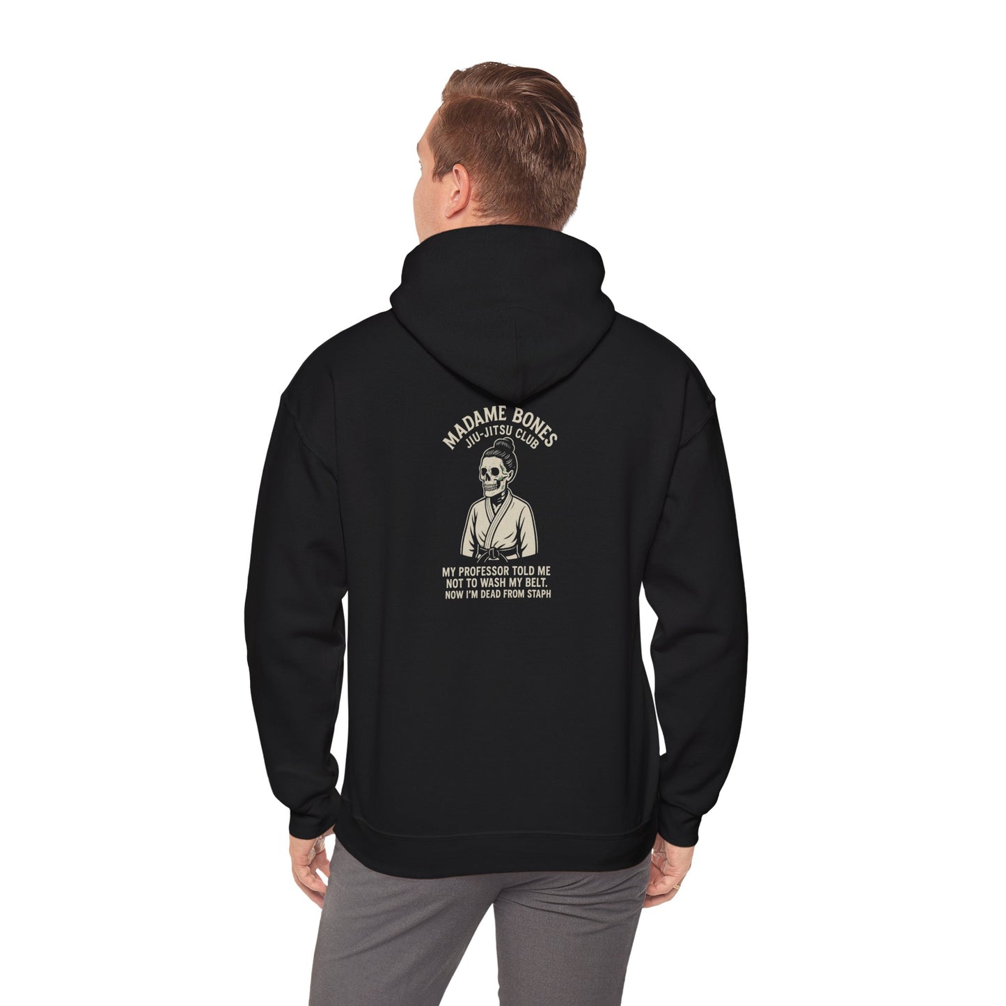 Madame Bones Jiu-Jitsu Club Hoodie / Now I'm Dead from Staph Funny Skeleton Sweatshirt