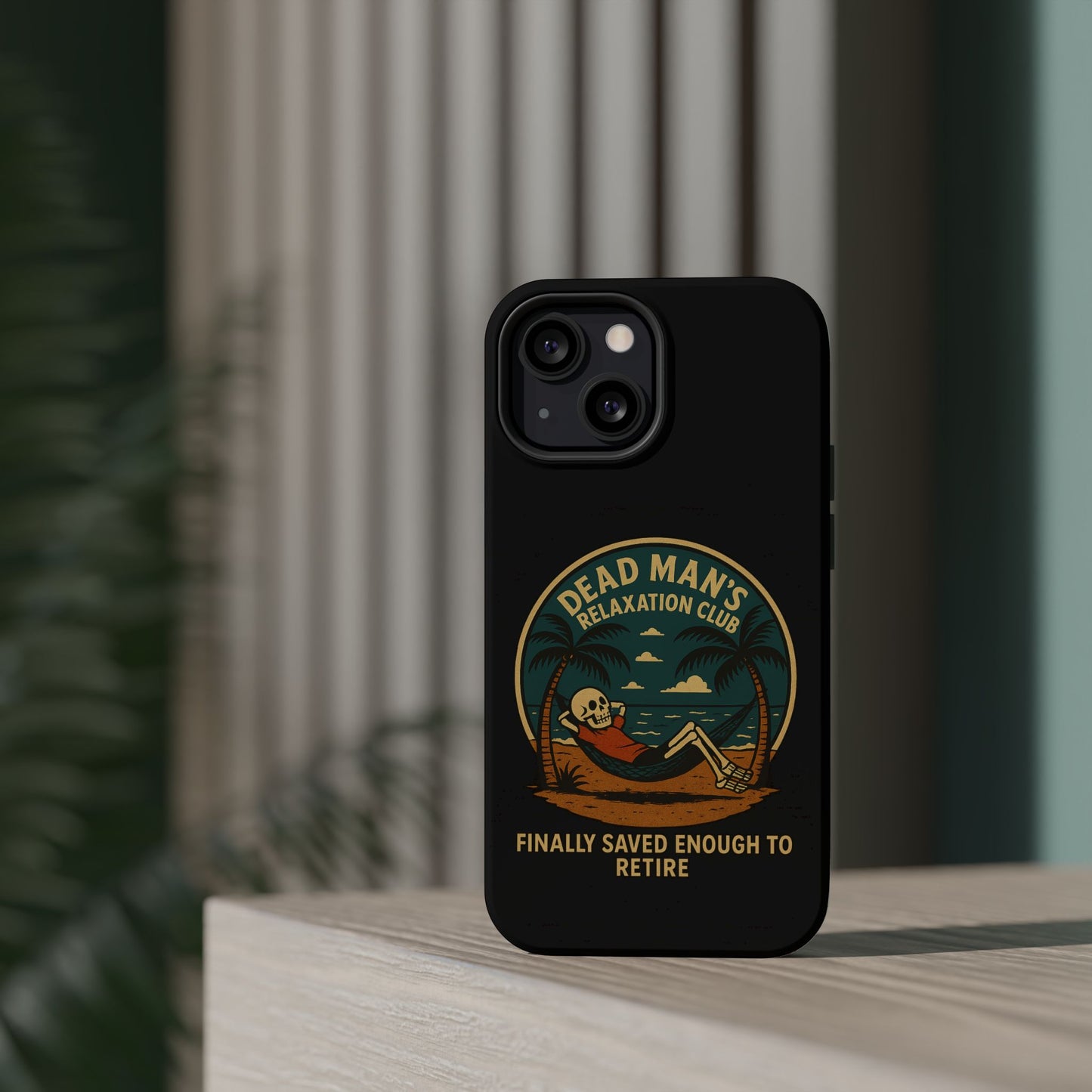 Dead Mans Relaxation Club iPhone Case / Finally Saved Enough to Retire Skeleton Beach Design