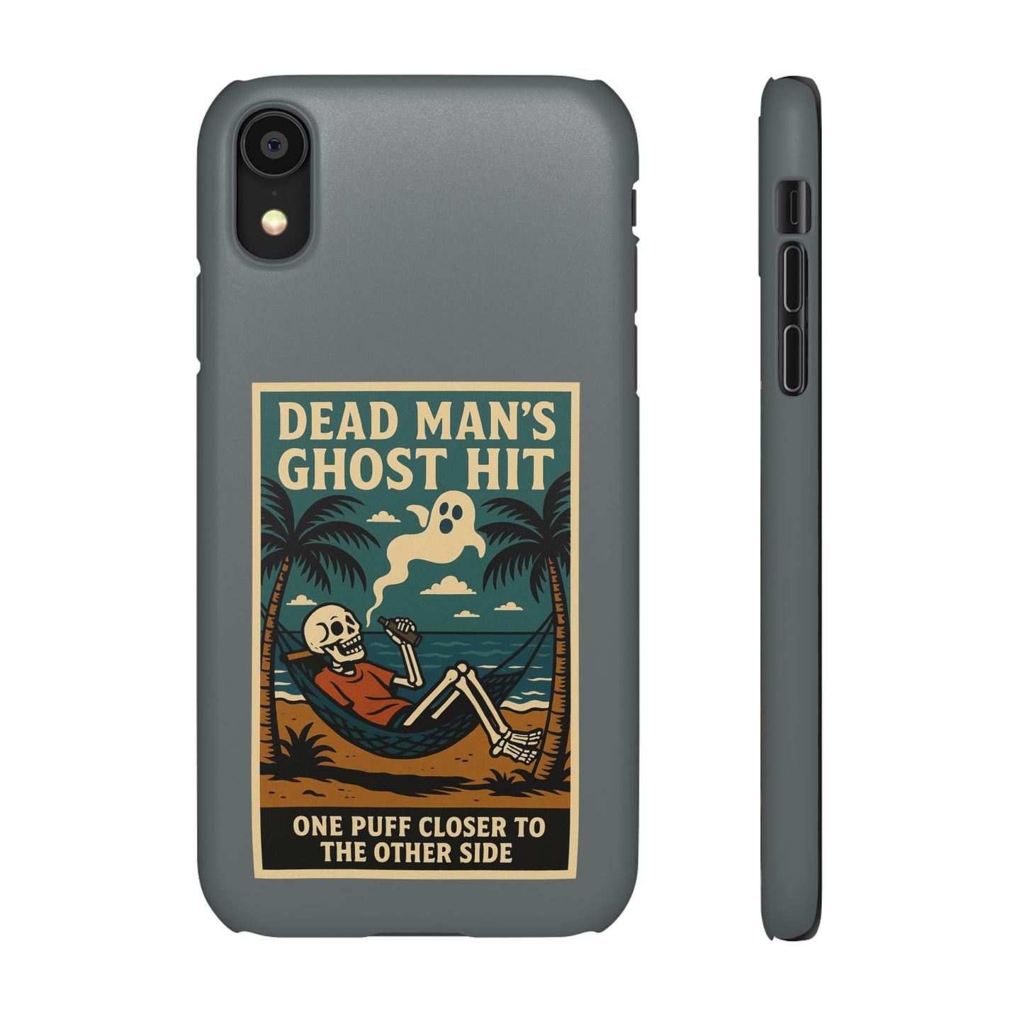 Dead Mans Ghost Hit iPhone Case One Puff Closer to the Other Side Skeleton Vibe Design