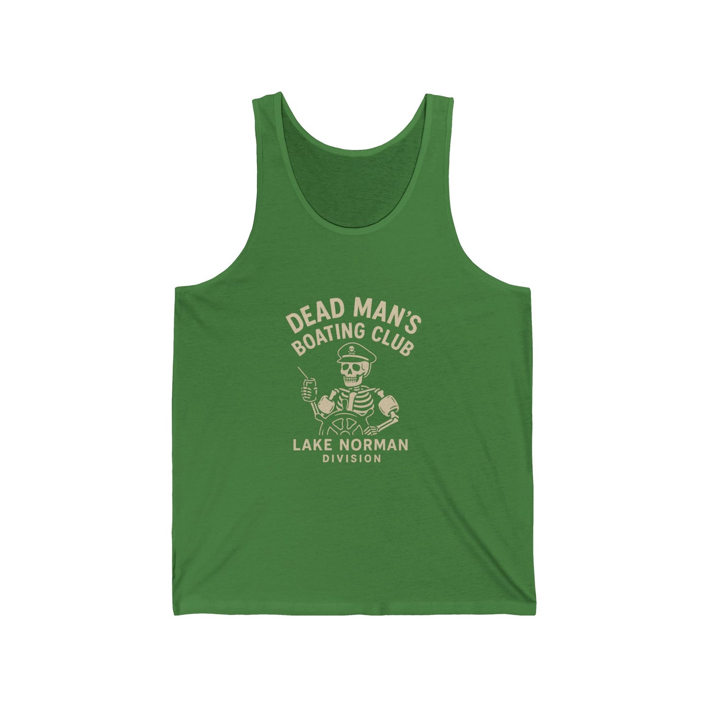 Dead Man’s Boating Club Tank | Lake Norman Division Skeleton Shirt | Funny Nautical Tank Top | Dark Humor Lake Day Gift, Lake Norman