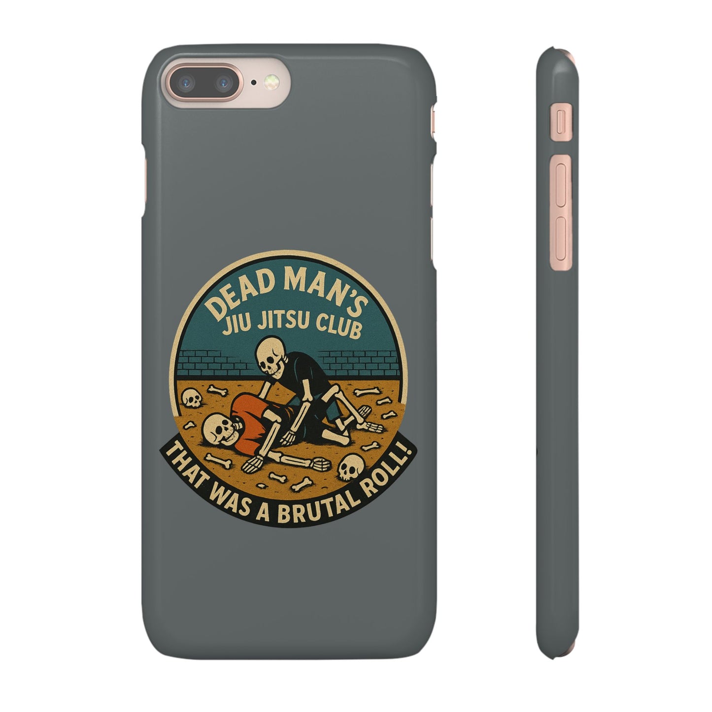Dead Mans Jiu Jitsu Club iPhone Case That Was a Brutal Roll Skeleton Grappling Design