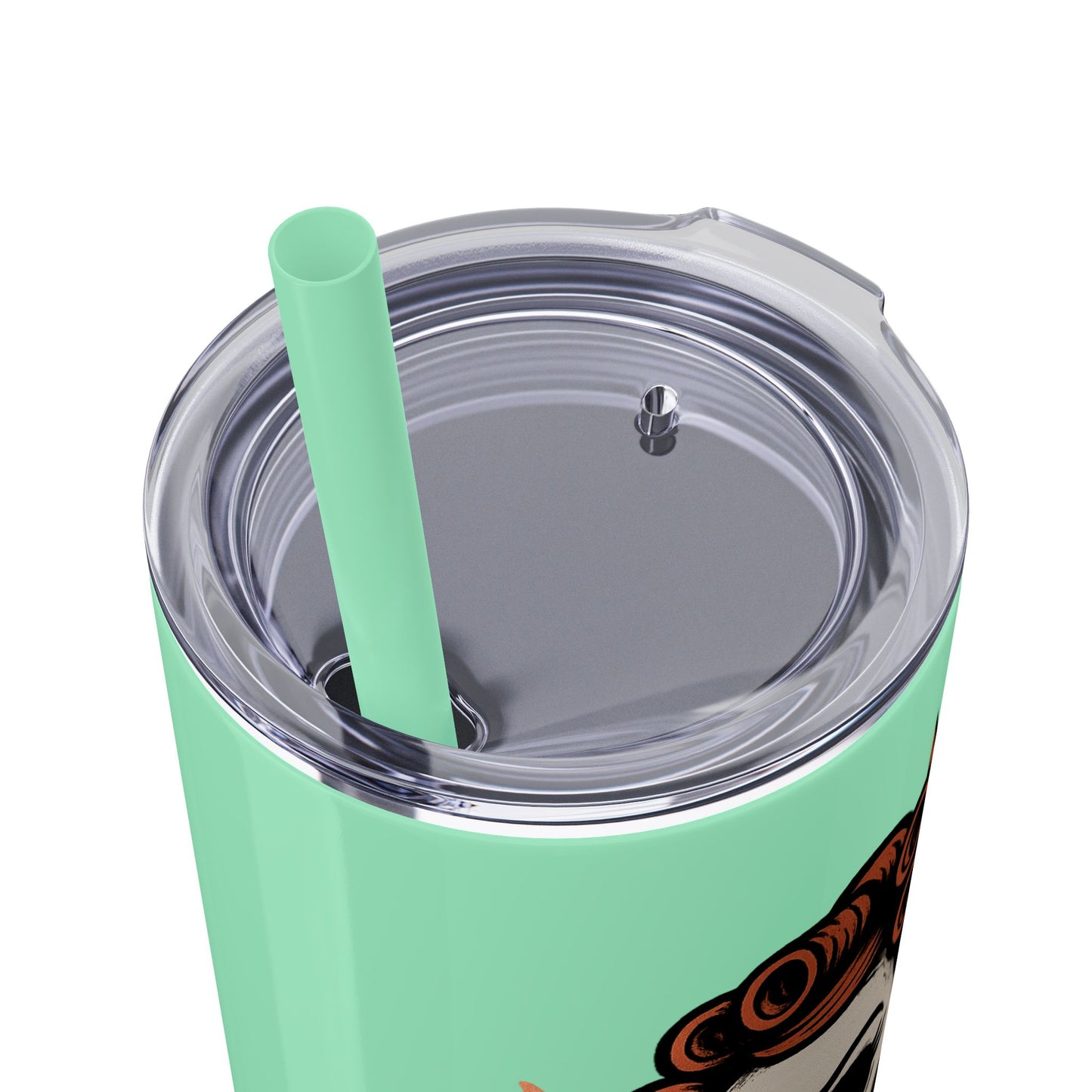 Burned Out But Still Pretty Tumbler | Funny Skeleton Travel Cup | 20oz Stainless Steel Skinny Tumbler with Straw | Dark Humor Gift