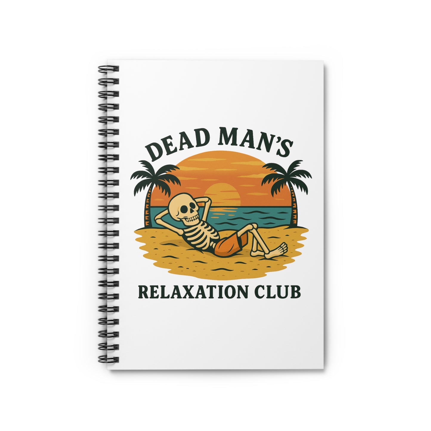 Dead Mans Relaxation Club / Retro Skeleton Spiral Notebook | Vintage Aesthetic, Gift for Beach Lovers, Journaling, Note taking, Writing