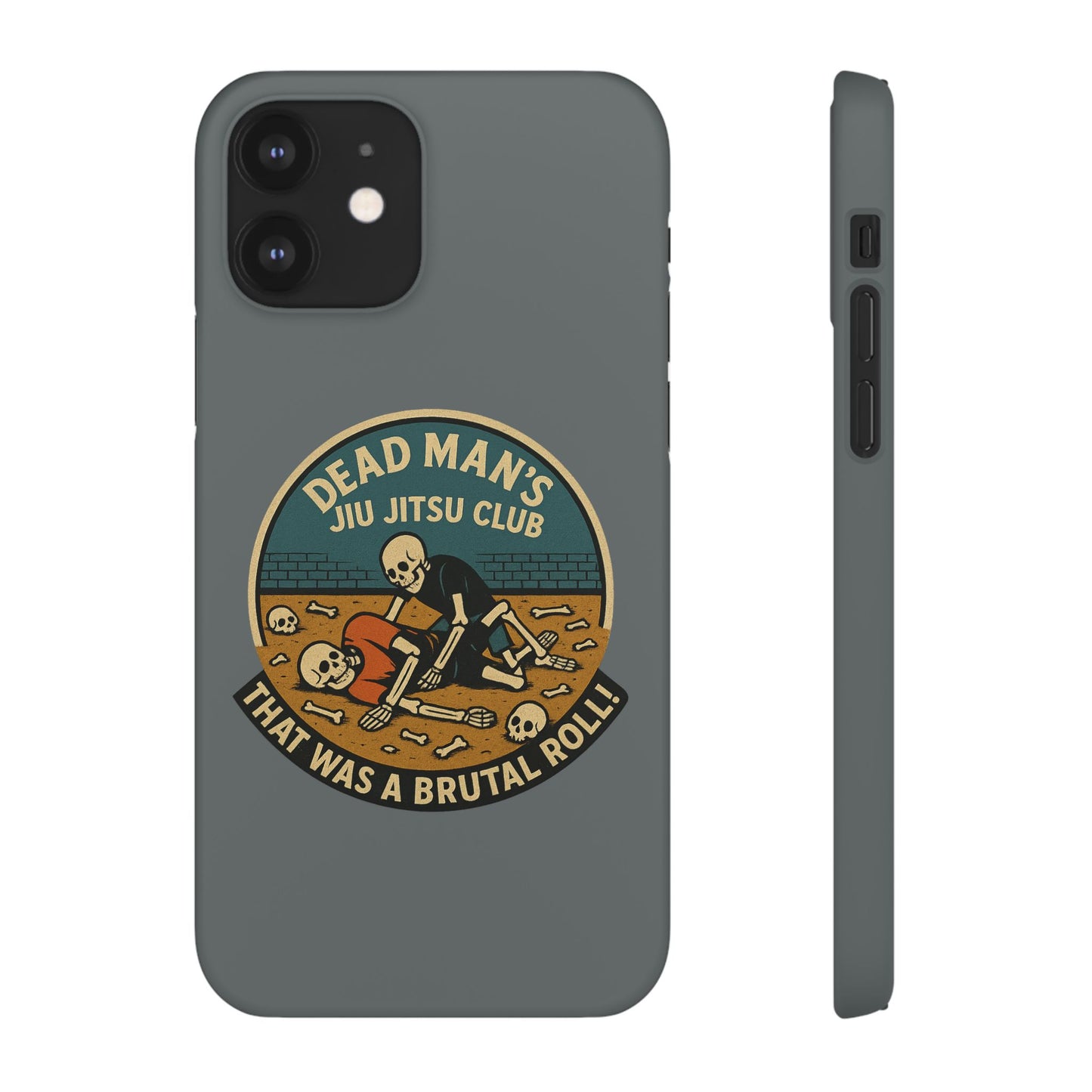 Dead Mans Jiu Jitsu Club iPhone Case That Was a Brutal Roll Skeleton Grappling Design