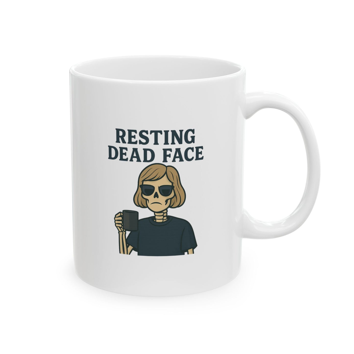 Resting Dead Face Skeleton Mug / Funny Burnout Coffee Cup for Sarcastic Souls / Funny Ceramic Coffee Mug