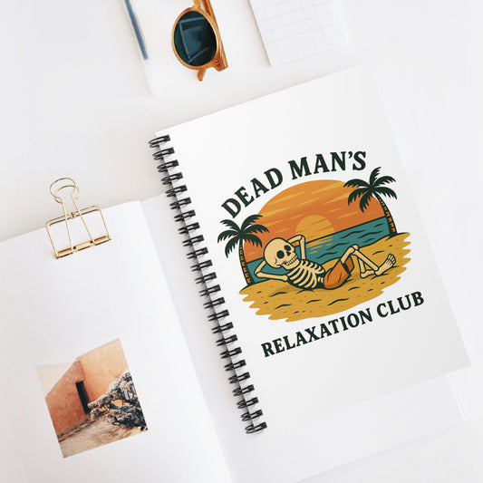Dead Mans Relaxation Club / Retro Skeleton Spiral Notebook | Vintage Aesthetic, Gift for Beach Lovers, Journaling, Note taking, Writing