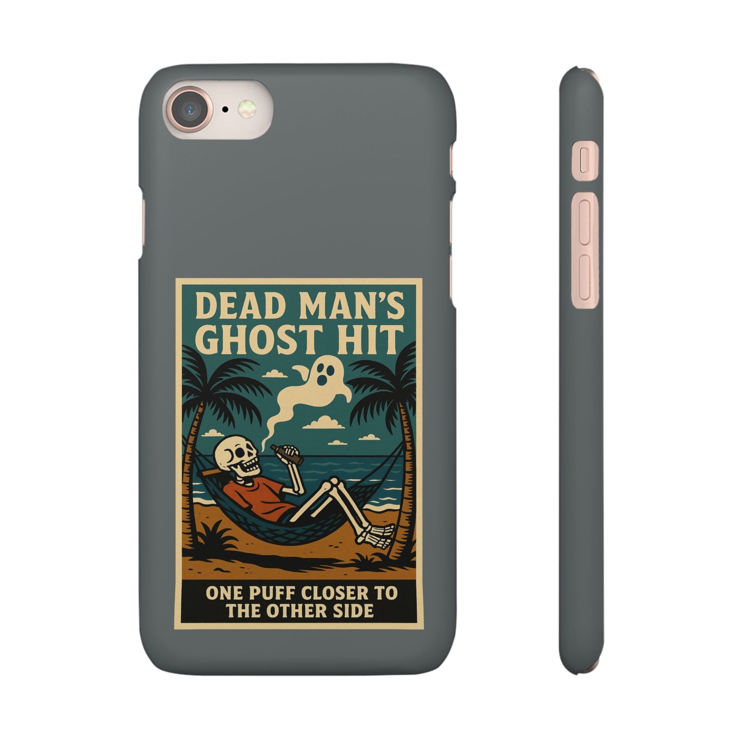 Dead Mans Ghost Hit iPhone Case One Puff Closer to the Other Side Skeleton Vibe Design