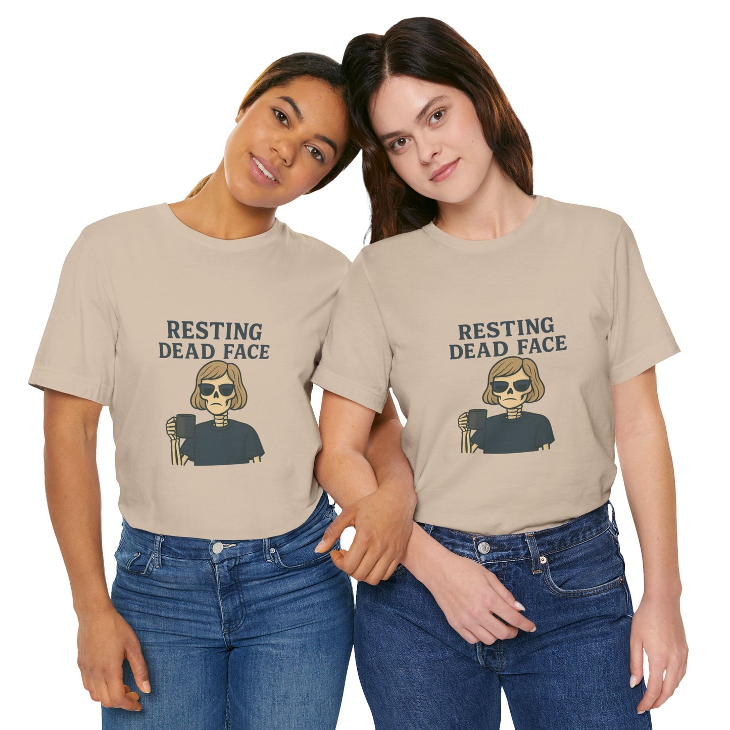 Resting Dead Face T-Shirt / Funny Skeleton Coffee Shirt | Burnout Humor Tee for Women | Dead Mans Club / Resting Dead Face Unisex Tee