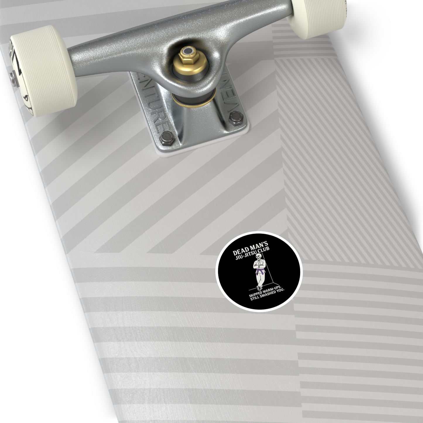 Dead Mans Jiu-Jitsu Club Round Sticker / Skipped Warm-Ups, Still Smashed You | BJJ Skeleton Decal