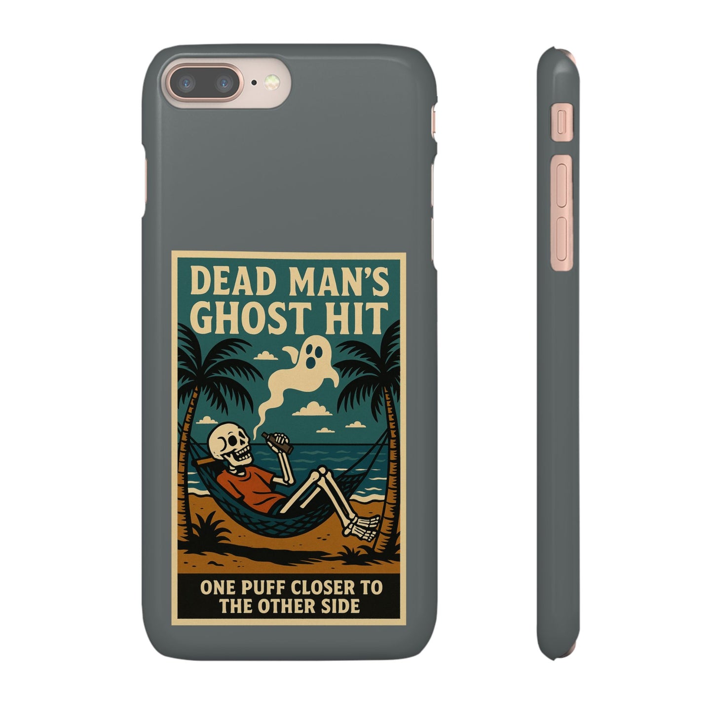 Dead Mans Ghost Hit iPhone Case One Puff Closer to the Other Side Skeleton Vibe Design