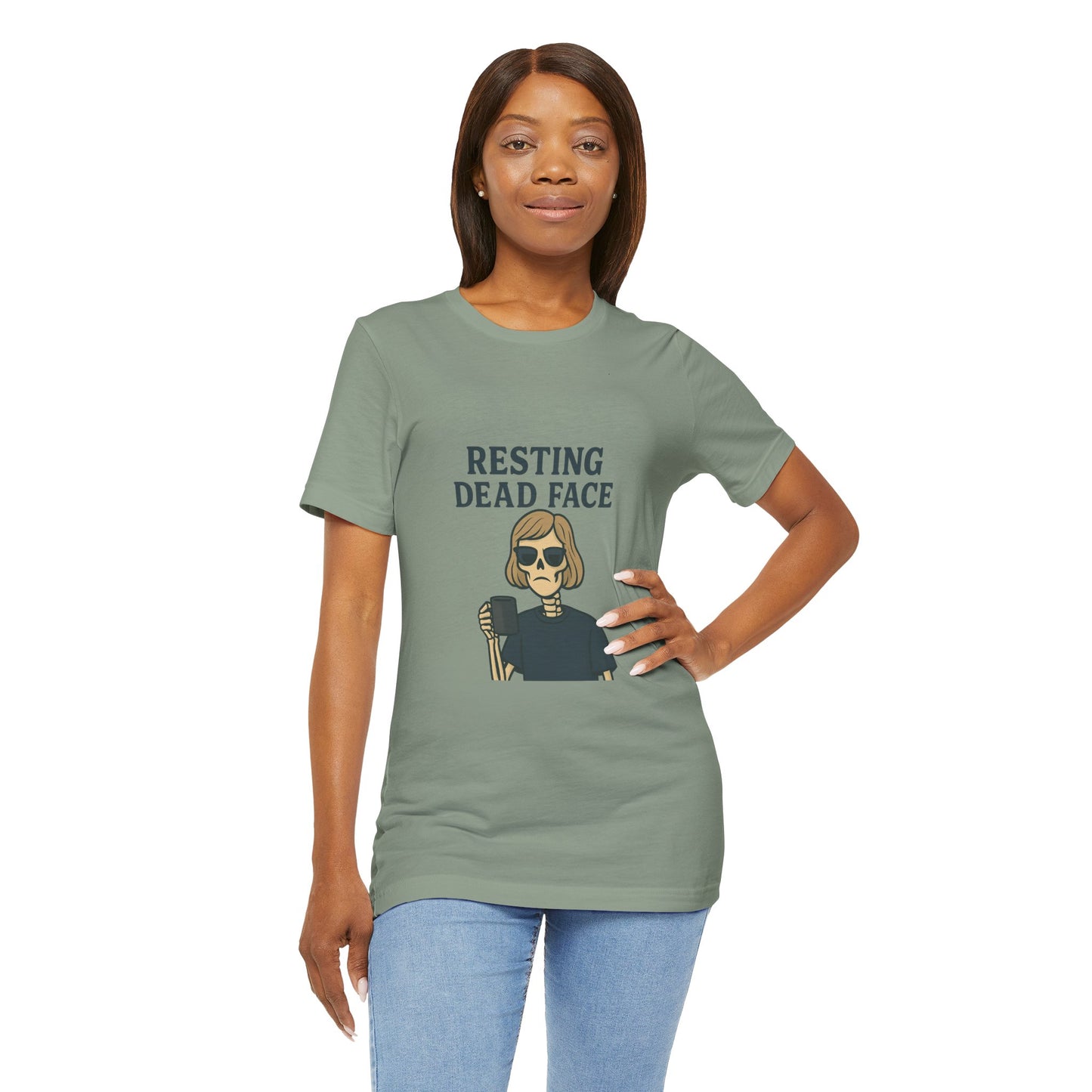 Resting Dead Face T-Shirt / Funny Skeleton Coffee Shirt | Burnout Humor Tee for Women | Dead Mans Club / Resting Dead Face Unisex Tee