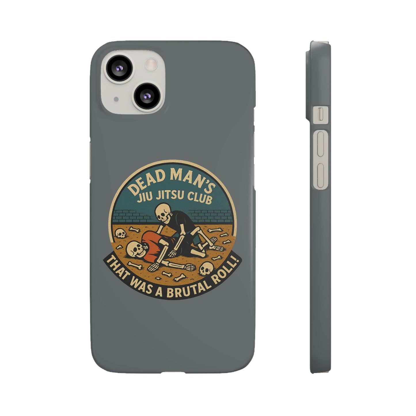 Dead Mans Jiu Jitsu Club iPhone Case That Was a Brutal Roll Skeleton Grappling Design