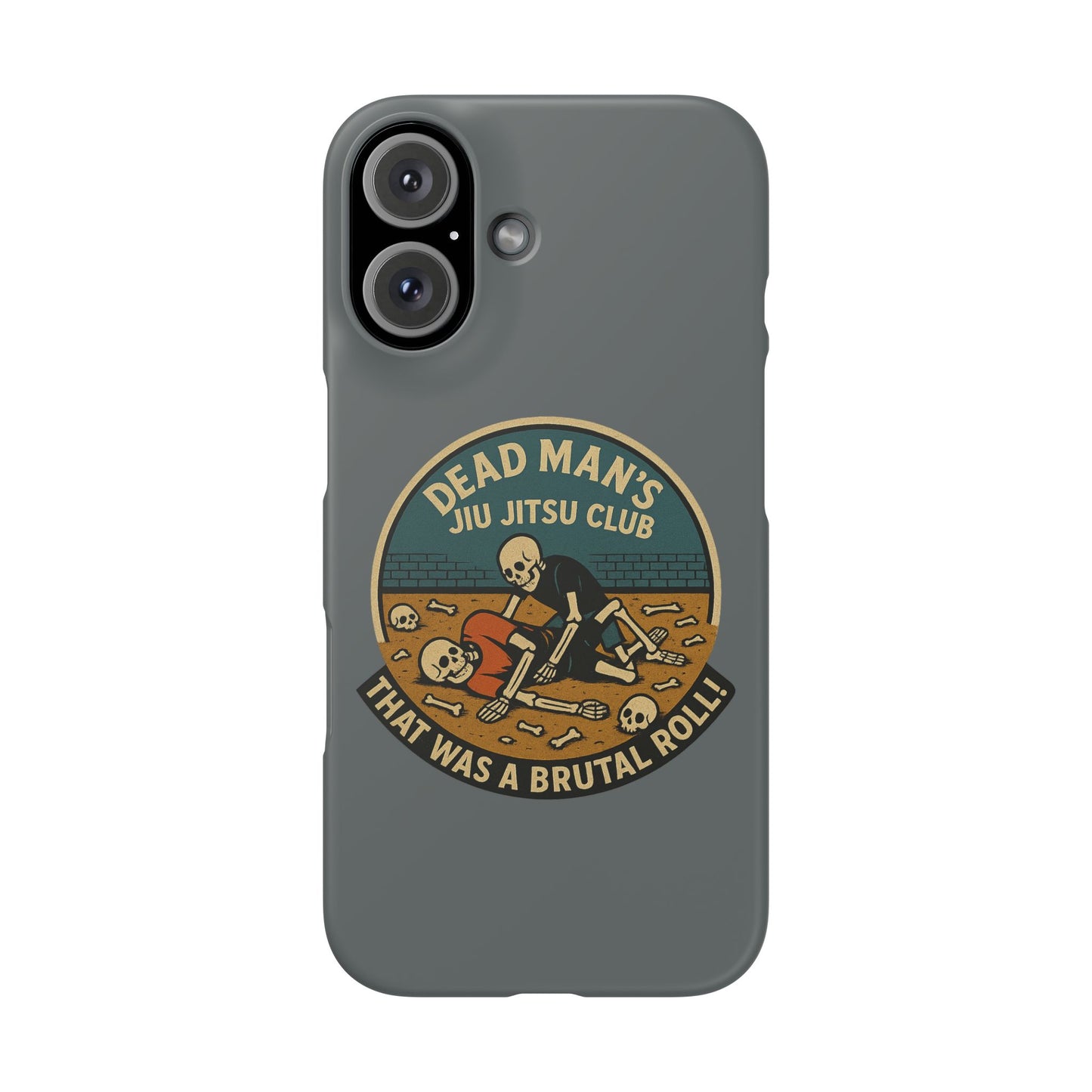 Dead Mans Jiu Jitsu Club iPhone Case That Was a Brutal Roll Skeleton Grappling Design