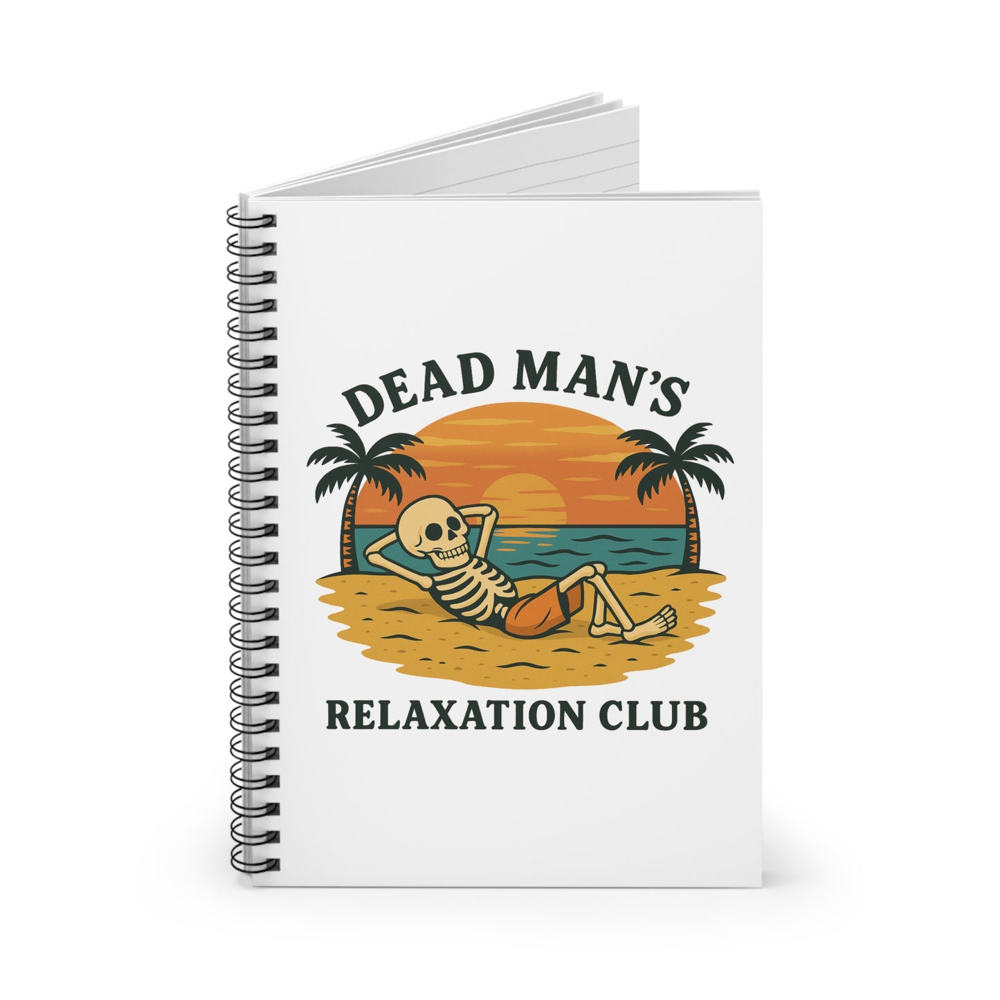 Dead Mans Relaxation Club / Retro Skeleton Spiral Notebook | Vintage Aesthetic, Gift for Beach Lovers, Journaling, Note taking, Writing