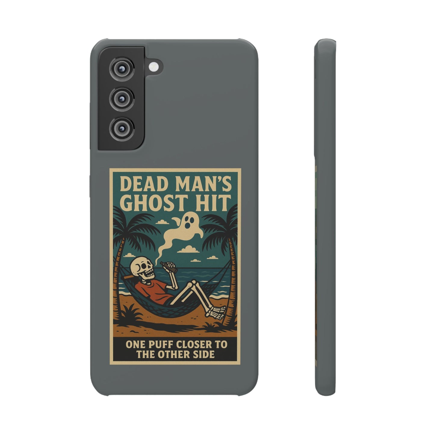 Dead Mans Ghost Hit iPhone Case One Puff Closer to the Other Side Skeleton Vibe Design