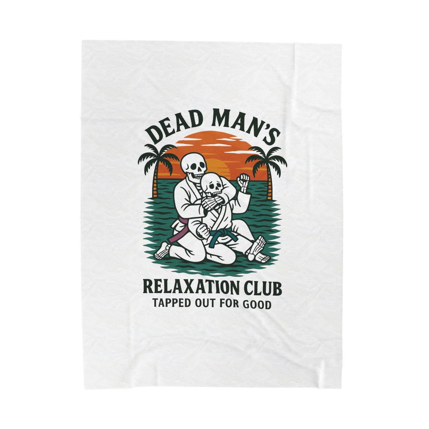 Dead Mans Relaxation Club Velveteen Blanket / Tapped Out for Good Cozy Throw for Halloween, Home Decor, Gift for Friends, Skull Vibe