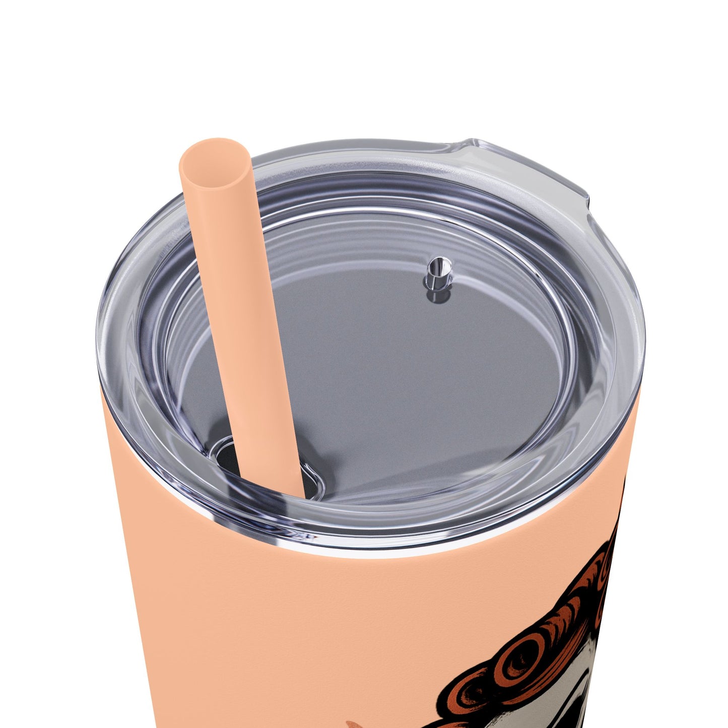 Burned Out But Still Pretty Tumbler | Funny Skeleton Travel Cup | 20oz Stainless Steel Skinny Tumbler with Straw | Dark Humor Gift