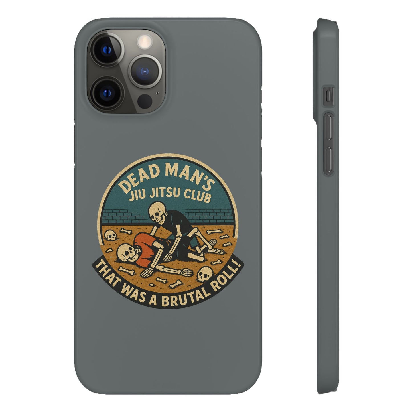 Dead Mans Jiu Jitsu Club iPhone Case That Was a Brutal Roll Skeleton Grappling Design