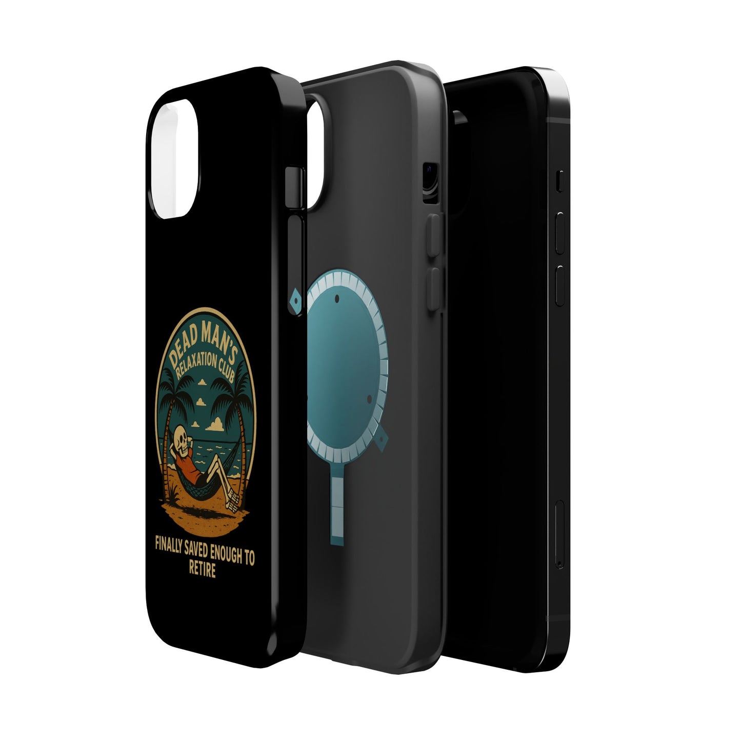 Dead Mans Relaxation Club iPhone Case / Finally Saved Enough to Retire Skeleton Beach Design