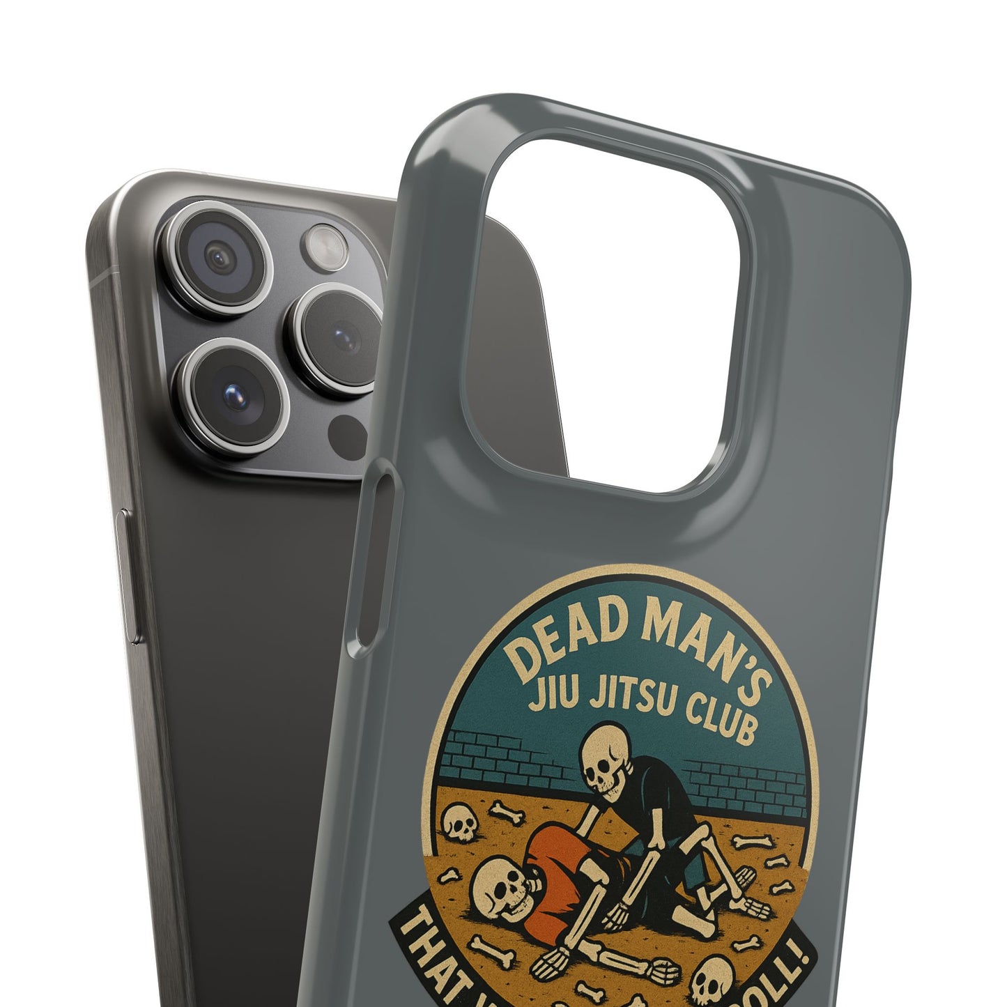 Dead Mans Jiu Jitsu Club iPhone Case That Was a Brutal Roll Skeleton Grappling Design
