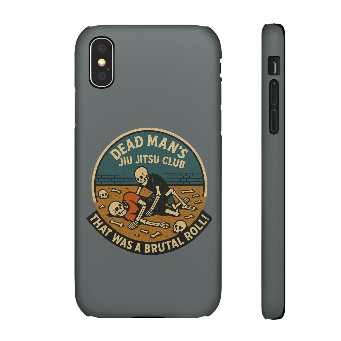 Dead Mans Jiu Jitsu Club iPhone Case That Was a Brutal Roll Skeleton Grappling Design