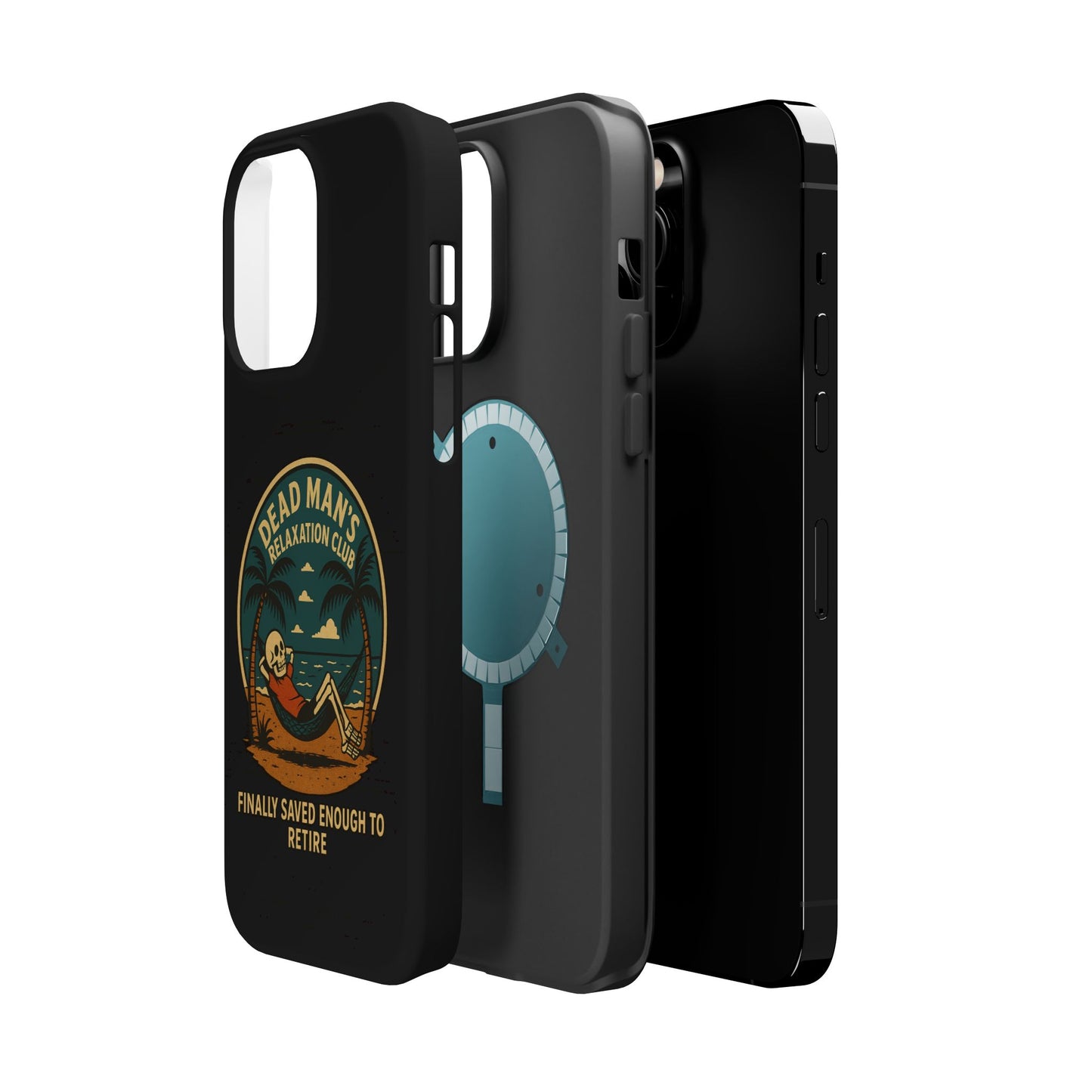 Dead Mans Relaxation Club iPhone Case / Finally Saved Enough to Retire Skeleton Beach Design