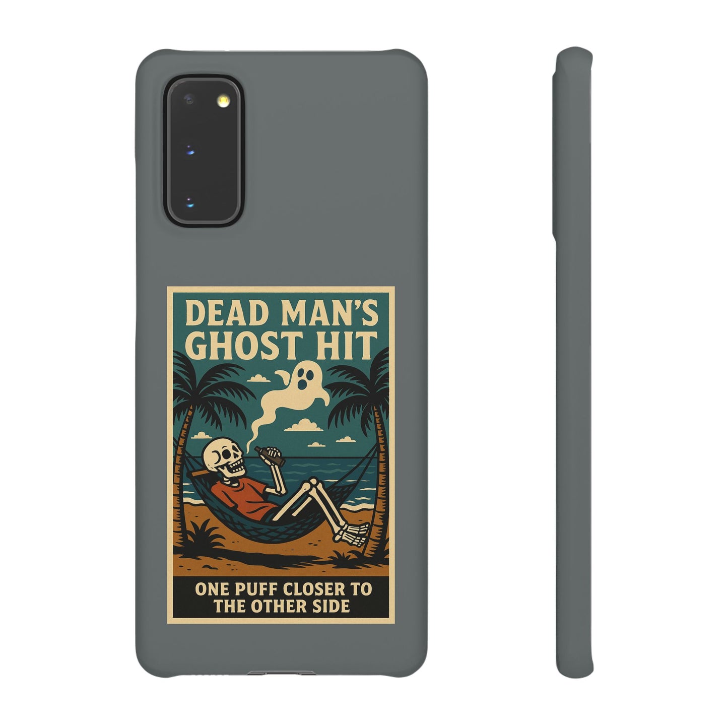 Dead Mans Ghost Hit iPhone Case One Puff Closer to the Other Side Skeleton Vibe Design
