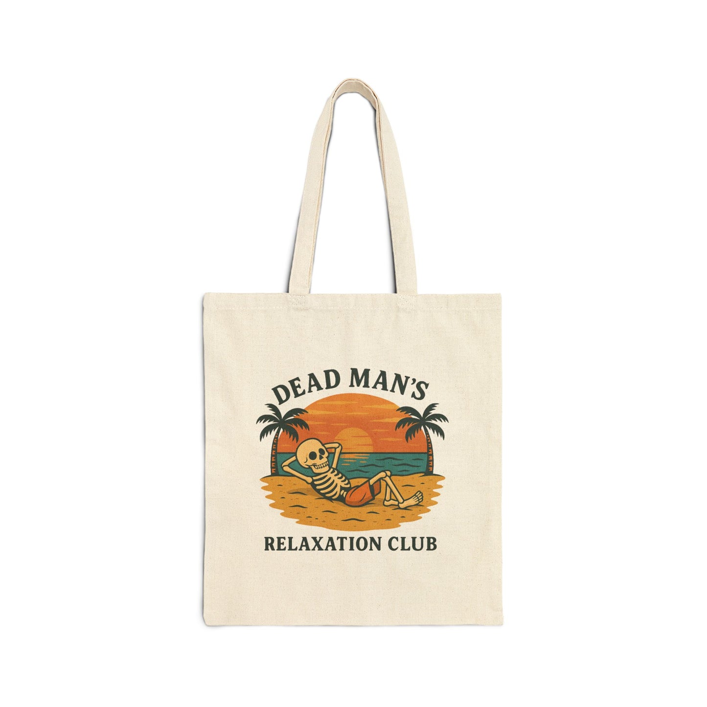 Dead Mans Relaxation Club / Vintage Skeleton Canvas Tote / Grocery Tote, Summer Travel Bag, Gift for Beach Lovers