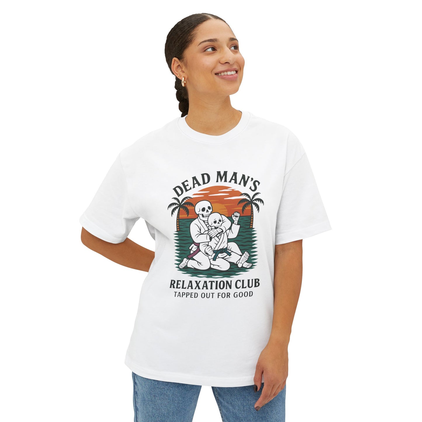 Unisex Dead Mans Club Tee BJJ Inspired Vintage Sunset Skeleton Shirt