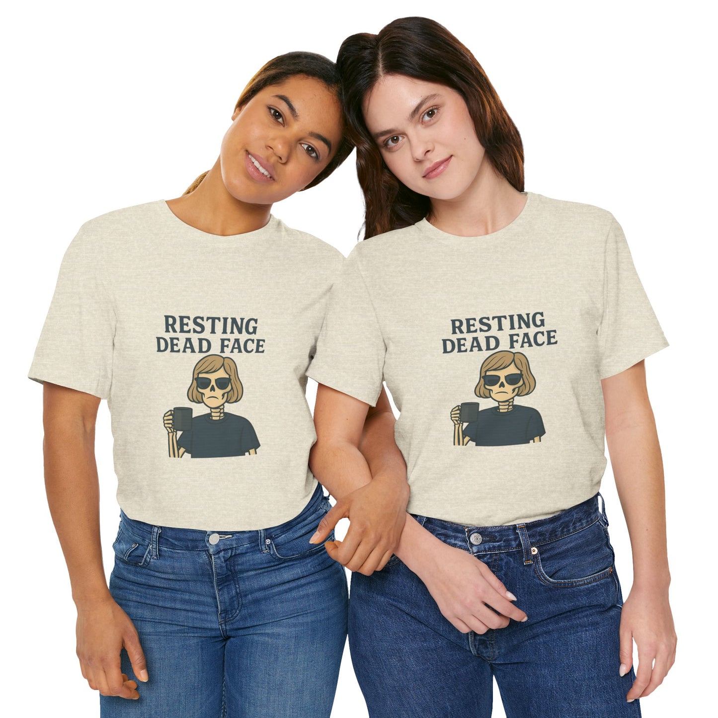 Resting Dead Face T-Shirt / Funny Skeleton Coffee Shirt | Burnout Humor Tee for Women | Dead Mans Club / Resting Dead Face Unisex Tee
